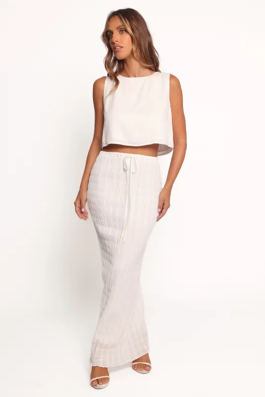 Charlotte Textured Maxi Skirt - White sold by Petal & Pup