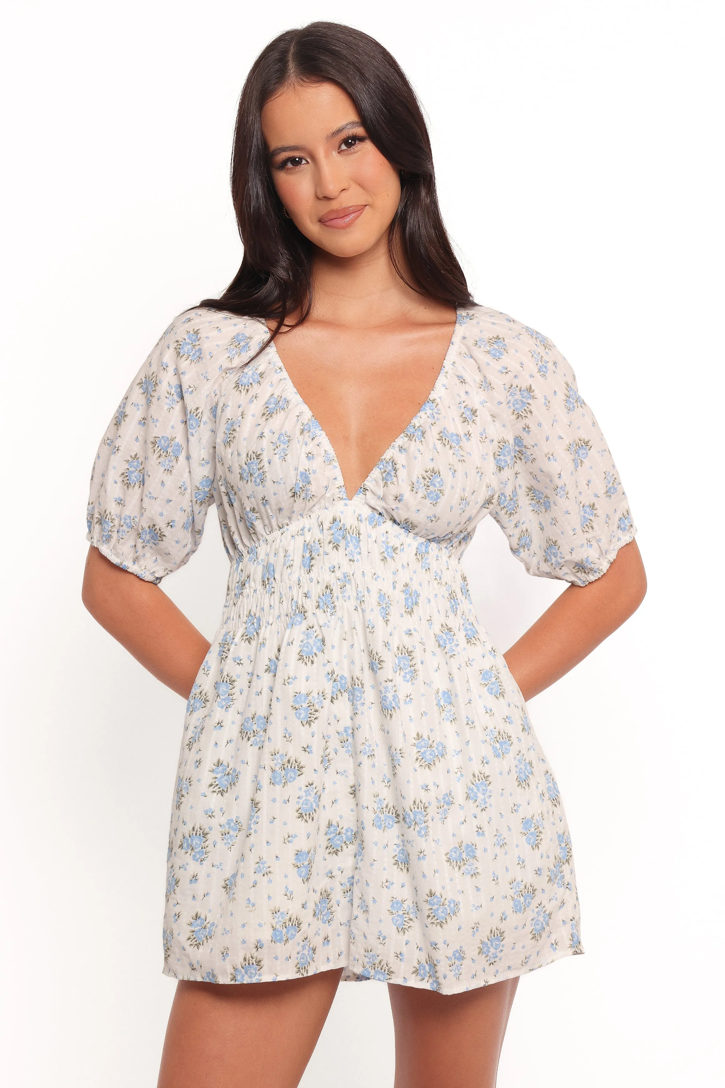 Ashio Romper - Blue Floral sold by Petal & Pup