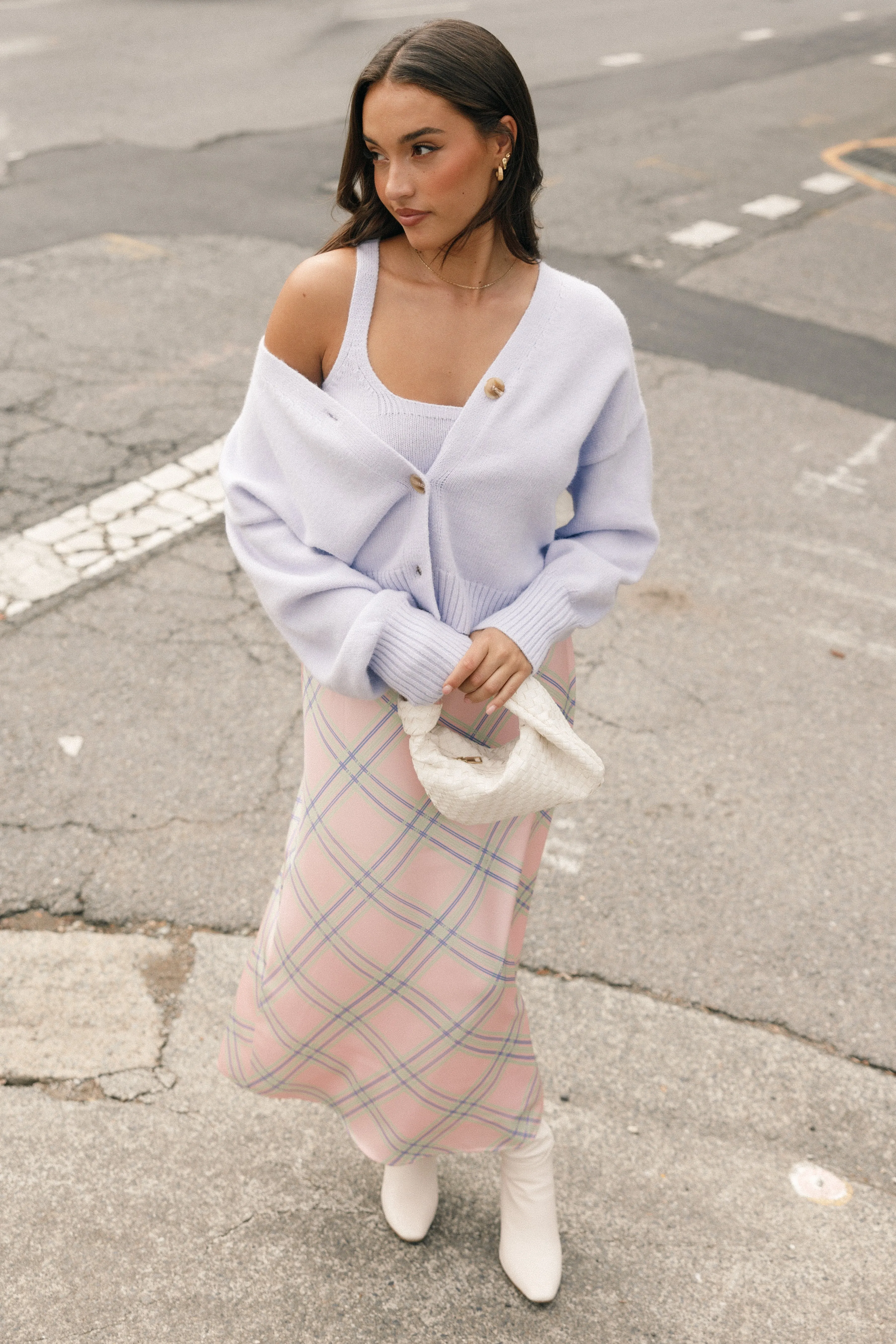 Isabel Button Front Cardigan - Lilac sold by Petal & Pup product image thumbnail 2