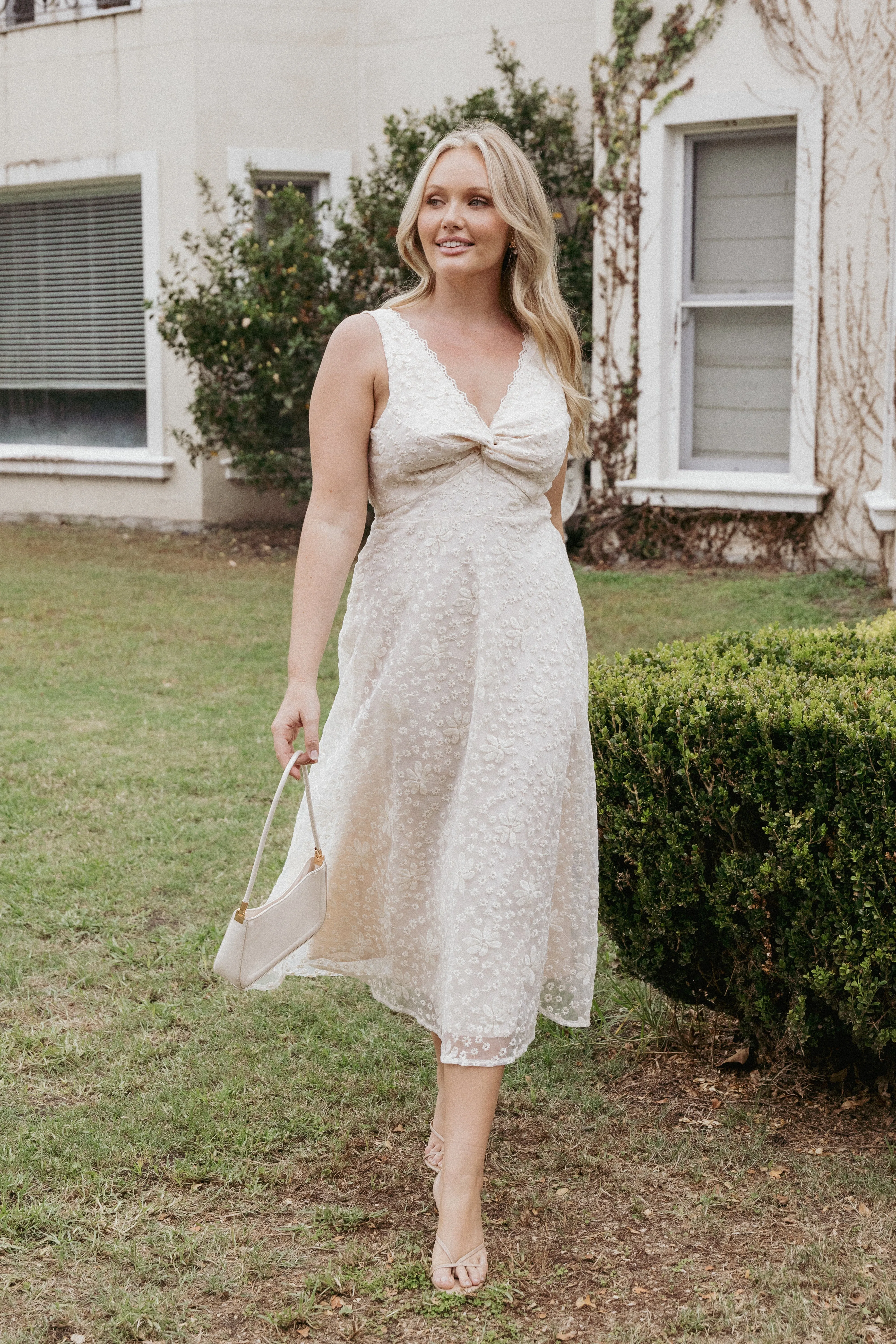 Louise Midi Dress - Cream sold by Petal & Pup