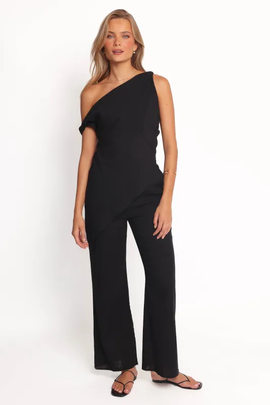 Rhoades Off Shoulder Pant Set - Black sold by Petal & Pup