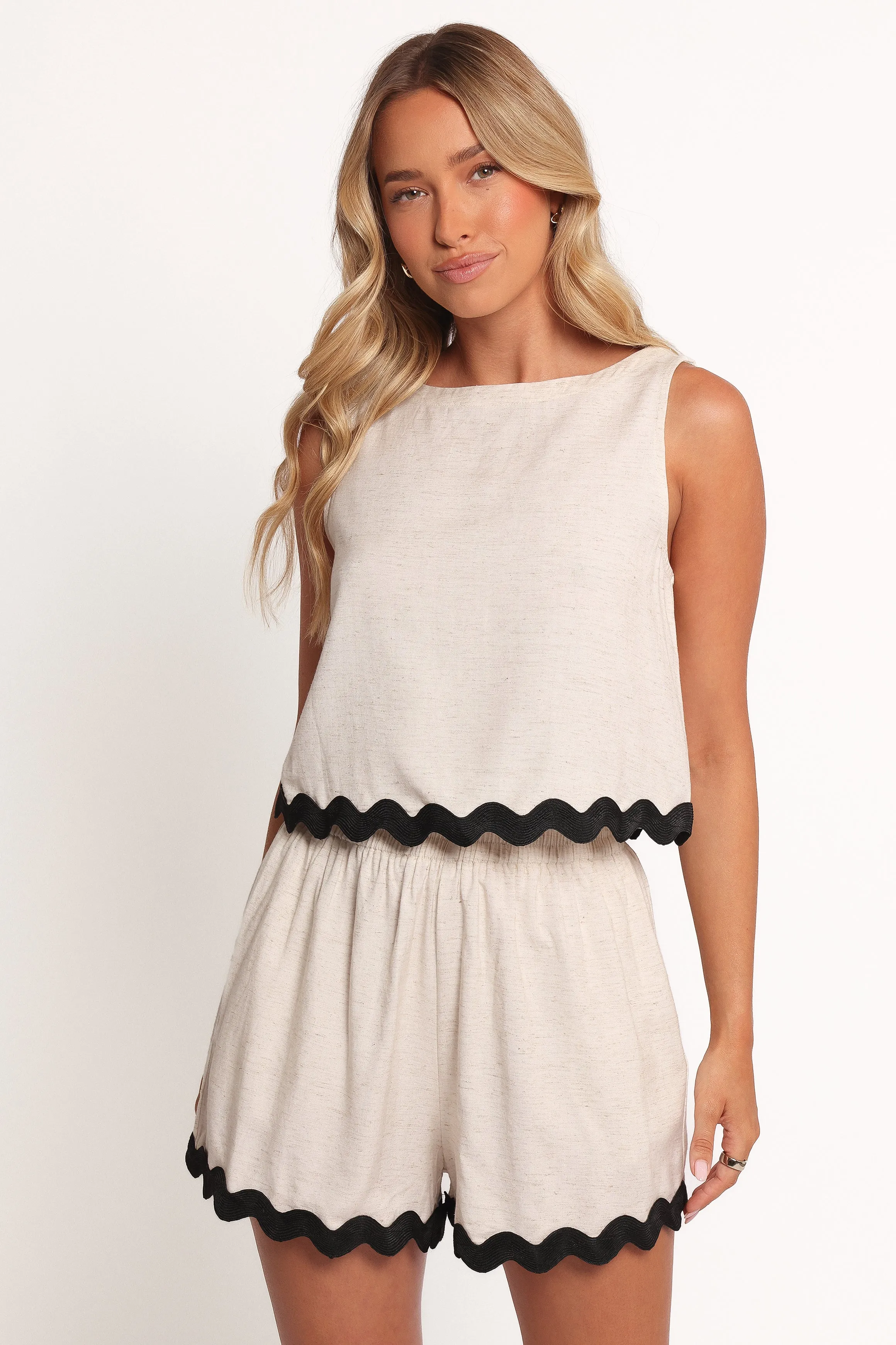 Katy Short Set - Cream Black sold by Petal & Pup