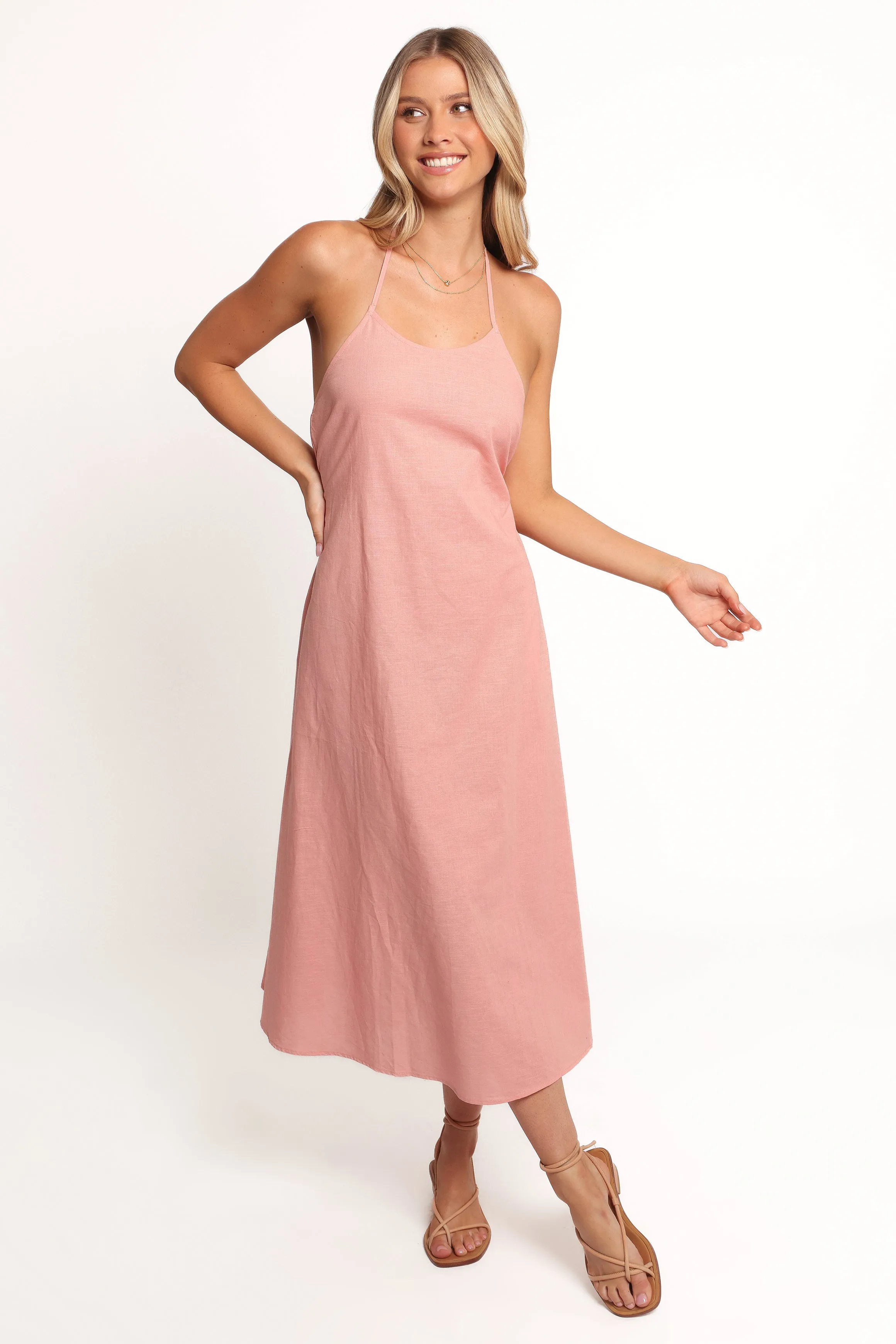 Nadine Halterneck Midi Dress - Pink sold by Petal & Pup