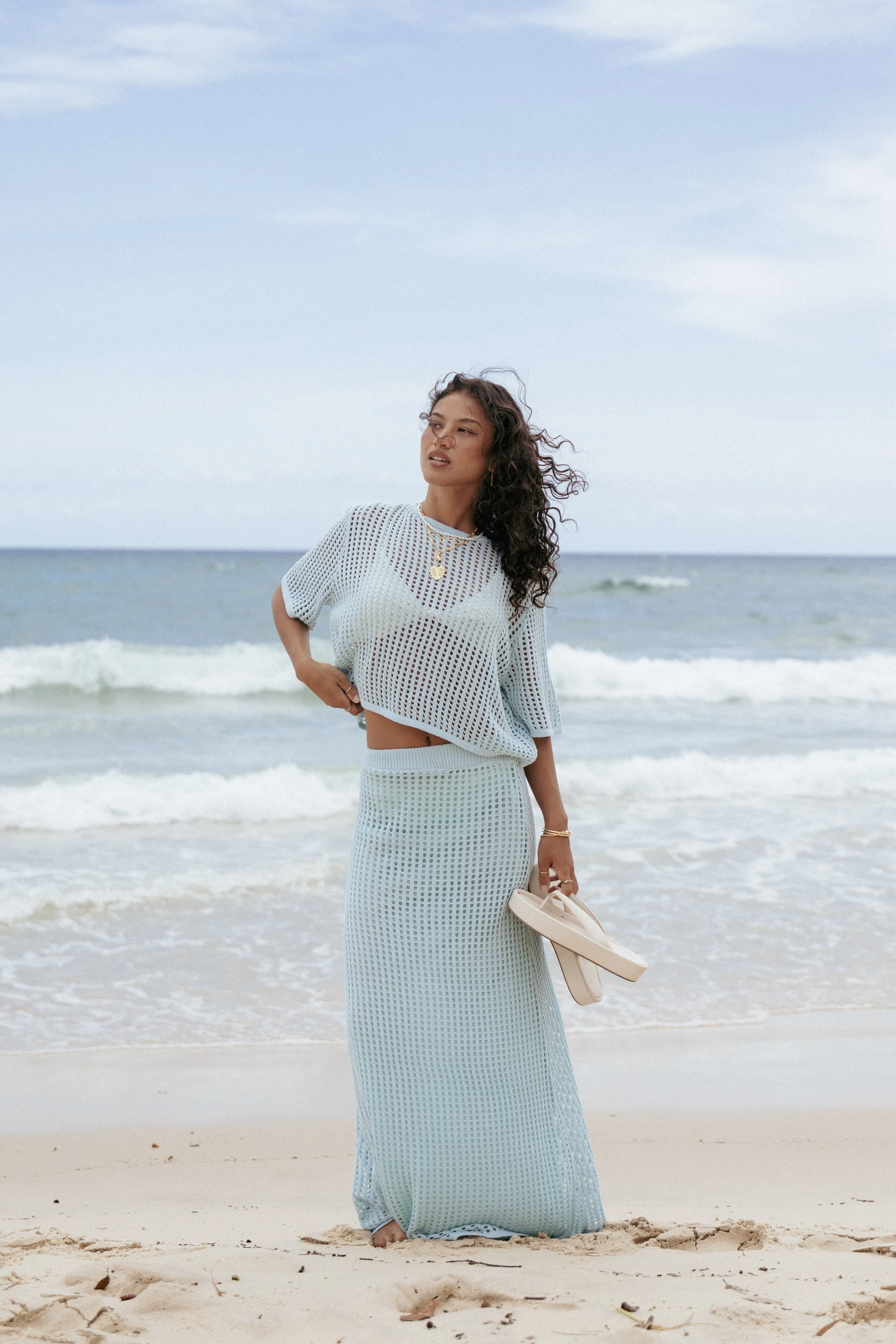 Kinnie Knit Skirt Set - Light Blue sold by Petal & Pup product image thumbnail 3