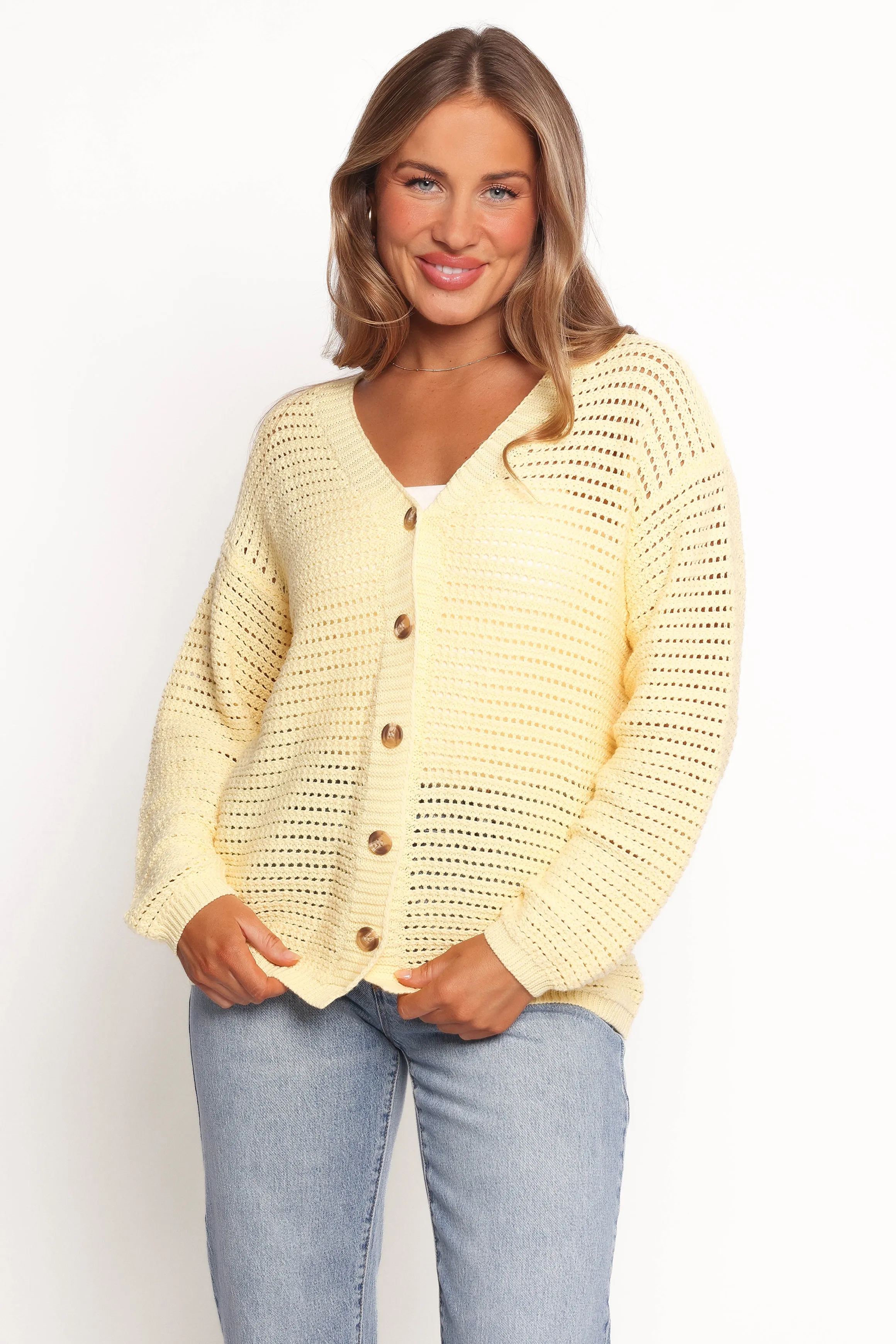 Carrie Button Front Cardigan - Yellow sold by Petal & Pup product image thumbnail 3