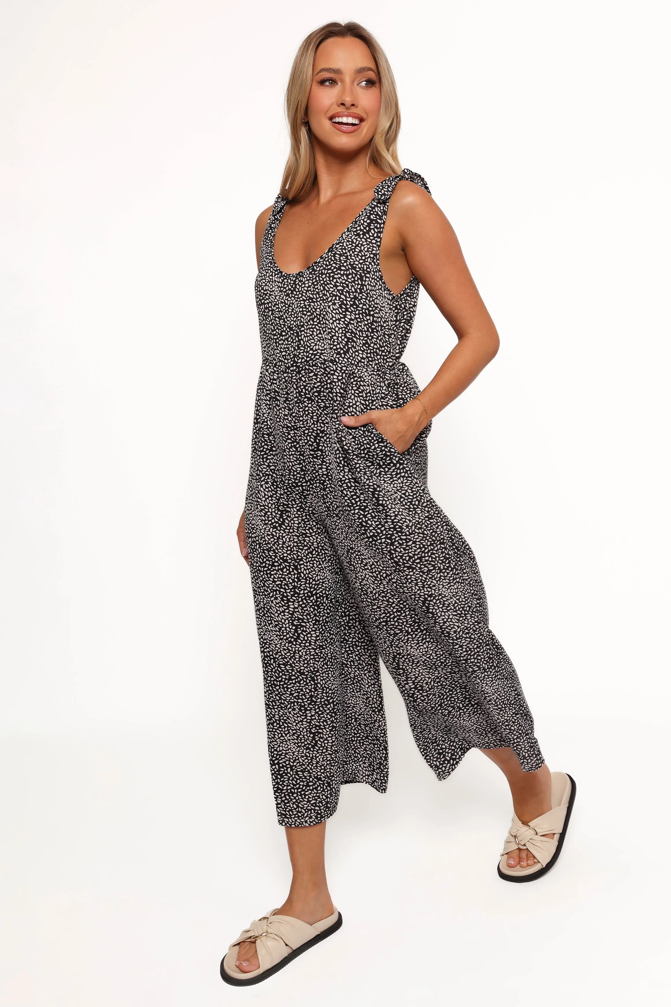 Lea Jumpsuit - White Black sold by Petal & Pup