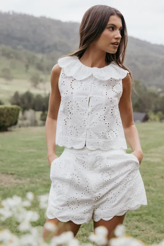 Nimi Eyelet Short Set - White sold by Petal & Pup