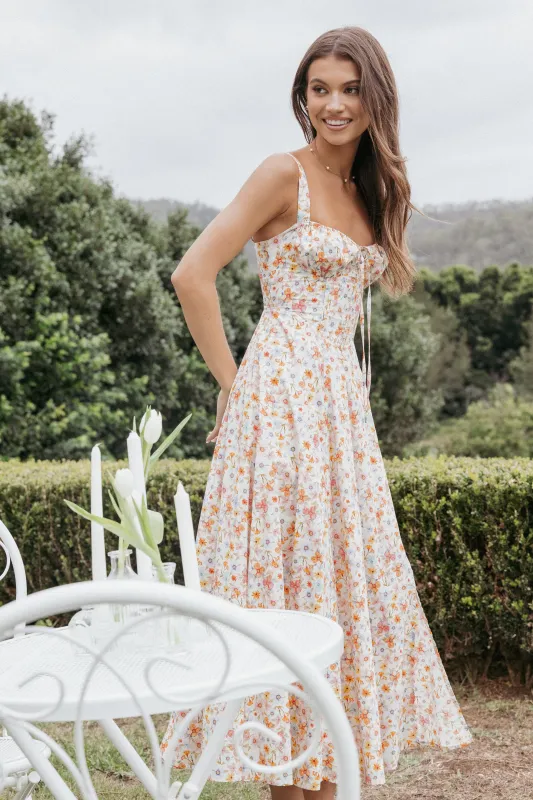 Wisteria Midi Dress - Orange sold by Petal & Pup