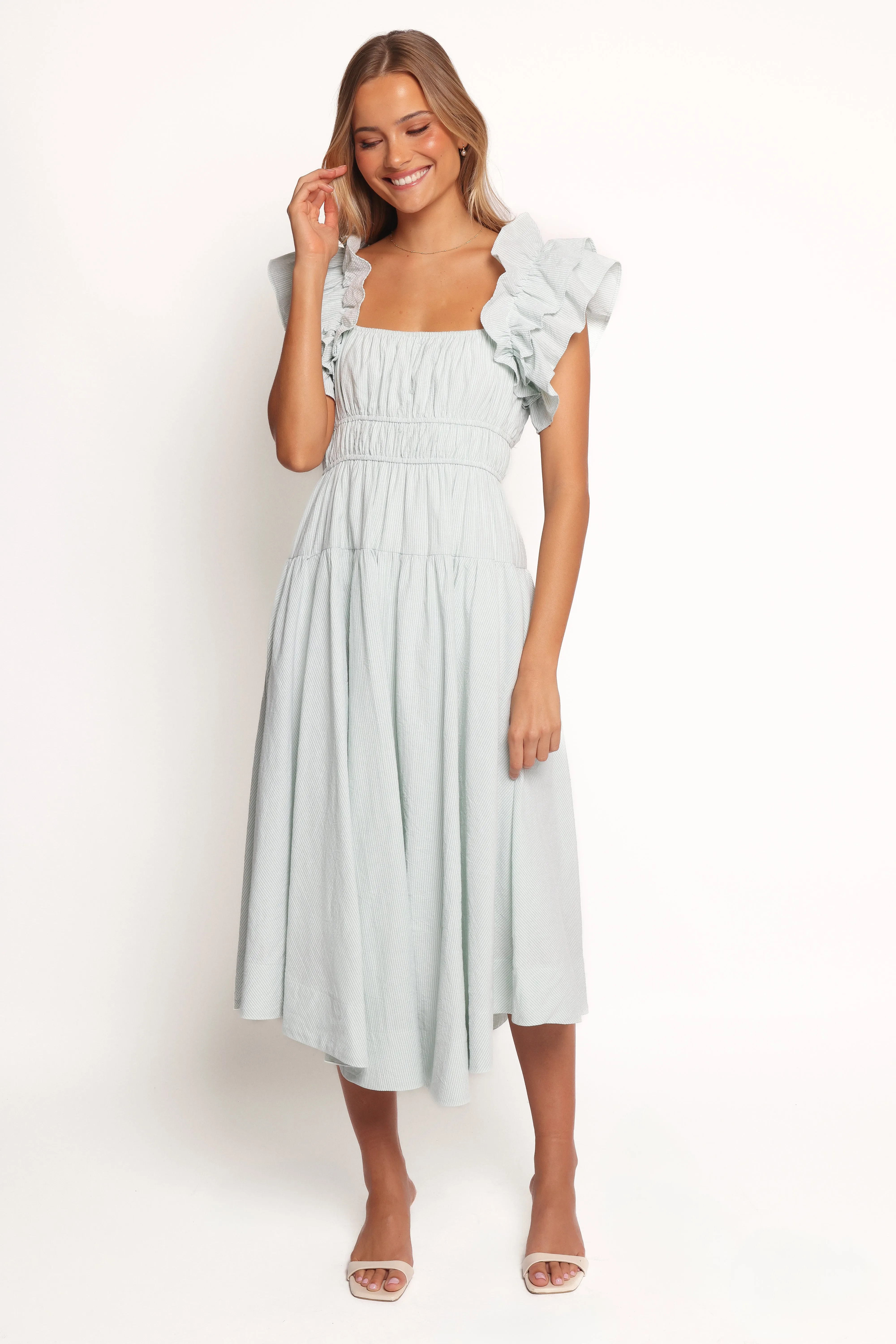 Linda Midi Dress - Green Stripe sold by Petal & Pup product image thumbnail 3