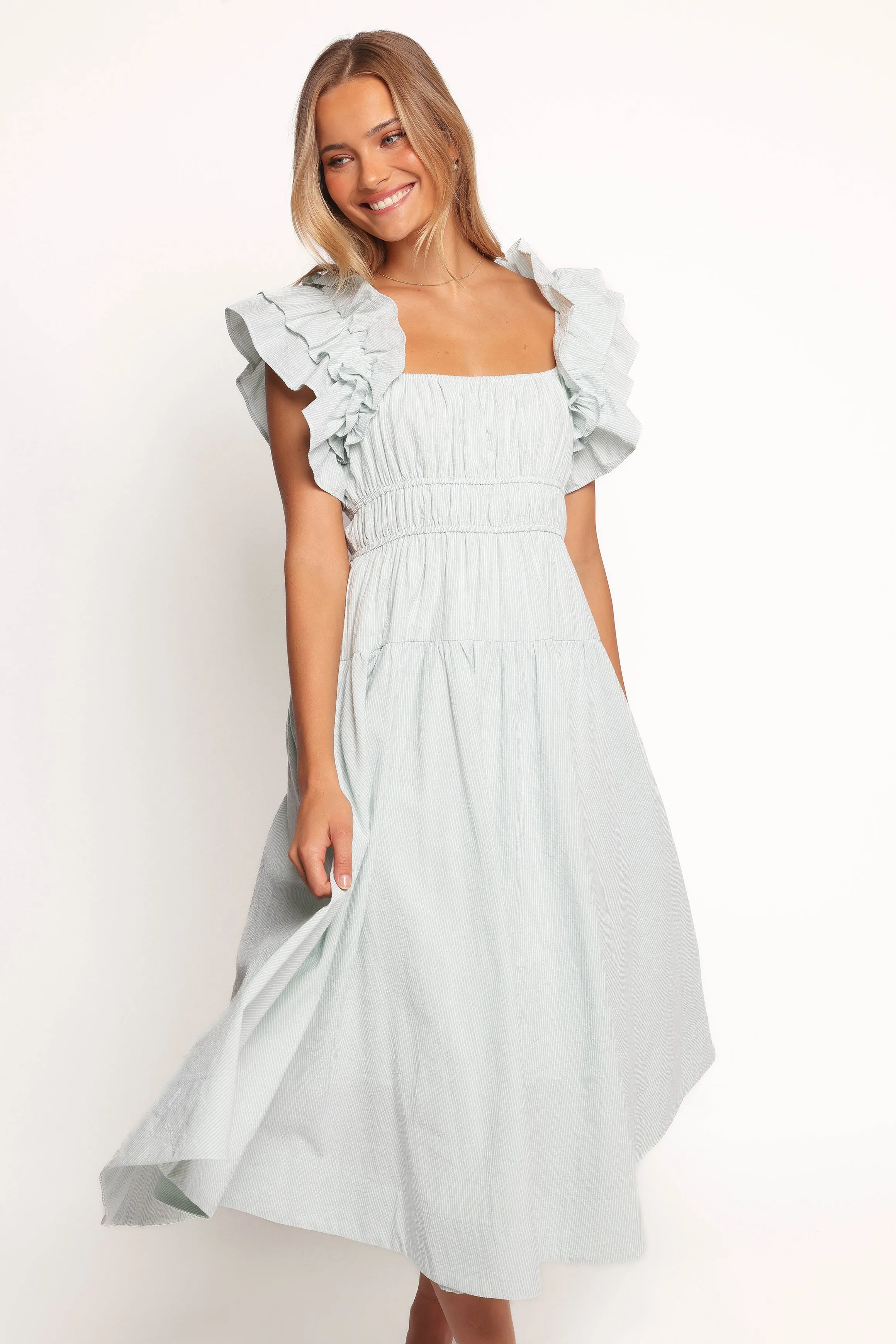 Linda Midi Dress - Green Stripe sold by Petal & Pup product image thumbnail 4