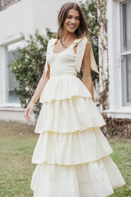 Raphael Tiered Maxi Dress - Yellow sold by Petal & Pup