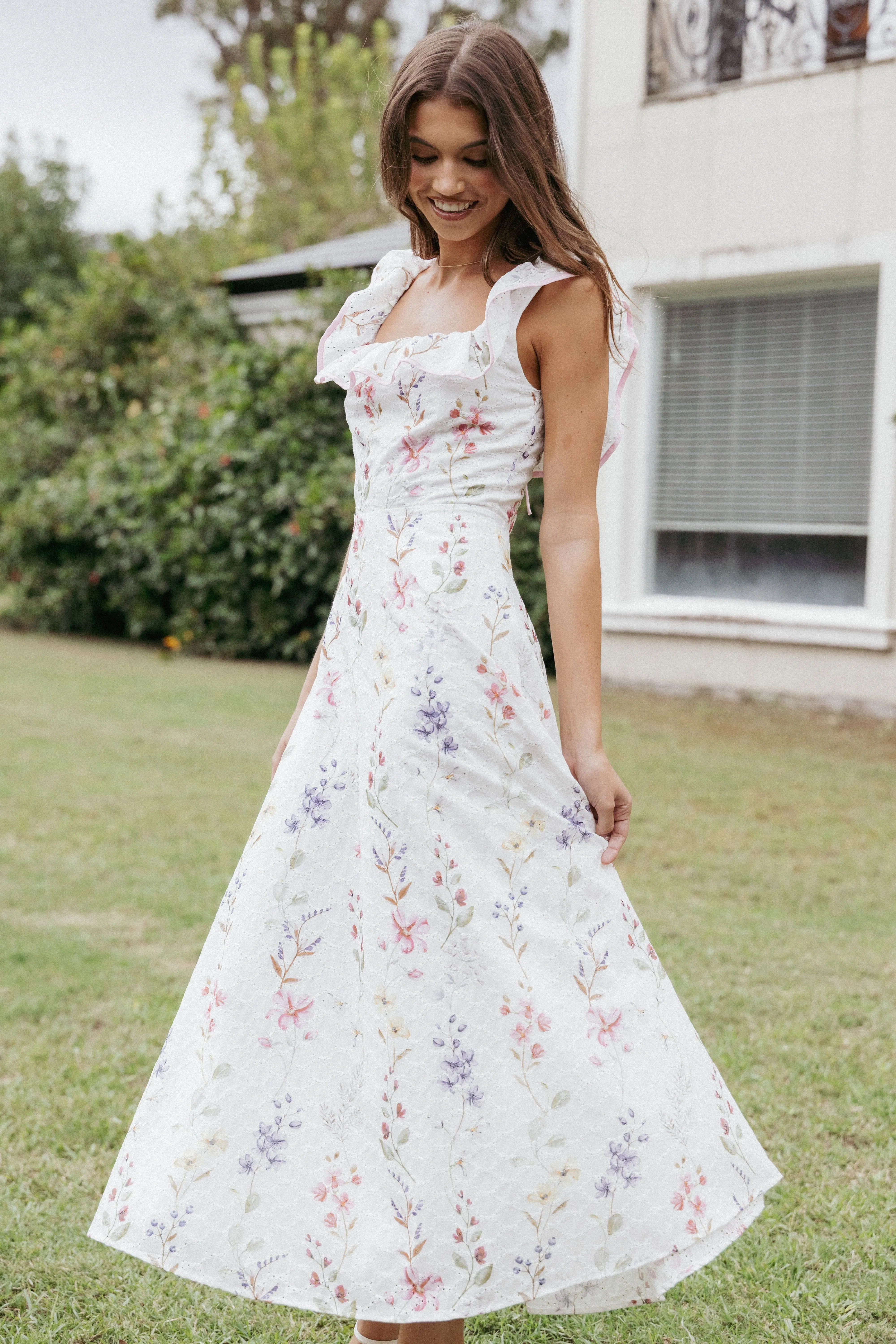 Lucille Maxi Dress - White Floral sold by Petal & Pup