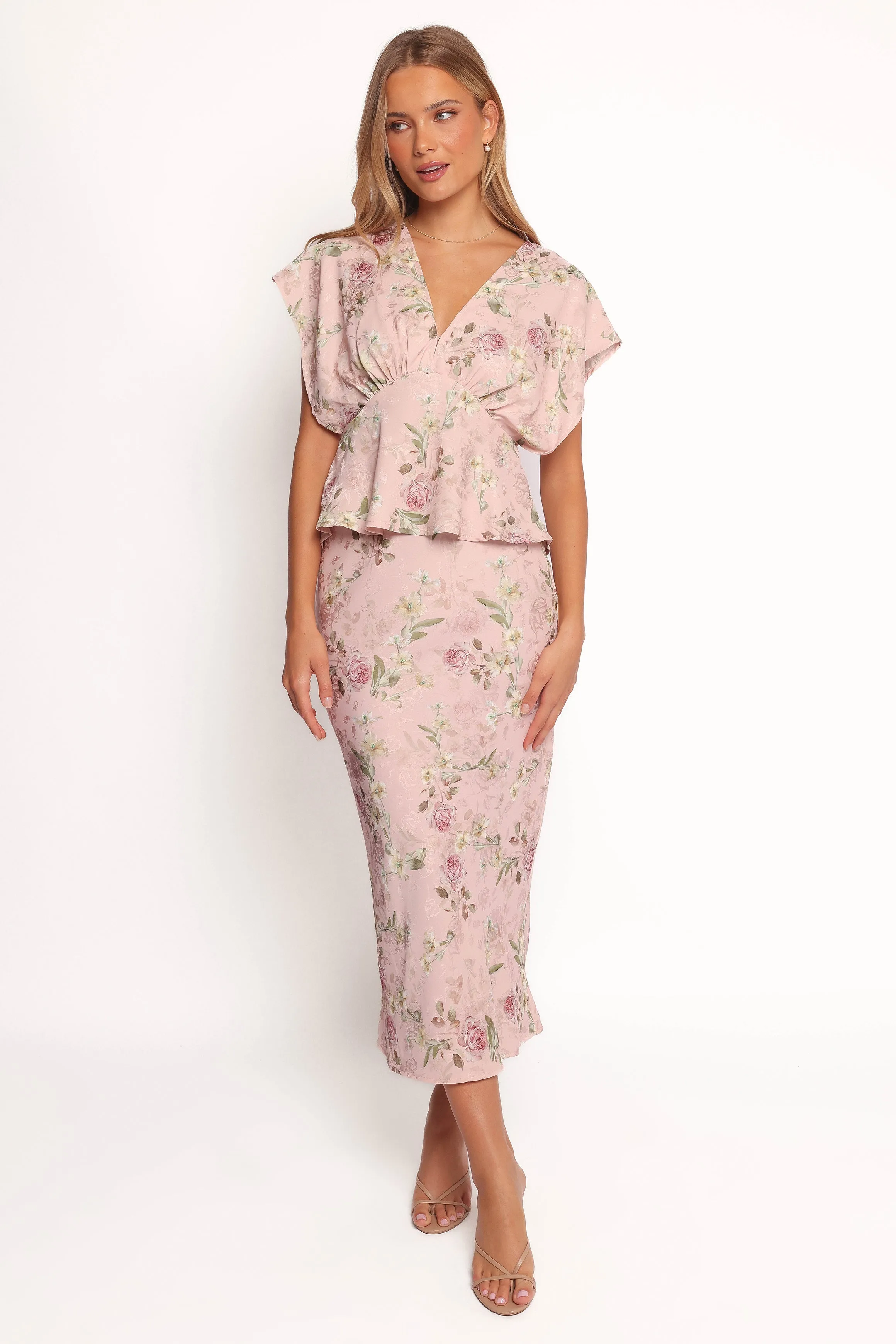 Kenna Satin Midi Skirt - Blush Rose sold by Petal & Pup product image thumbnail 3
