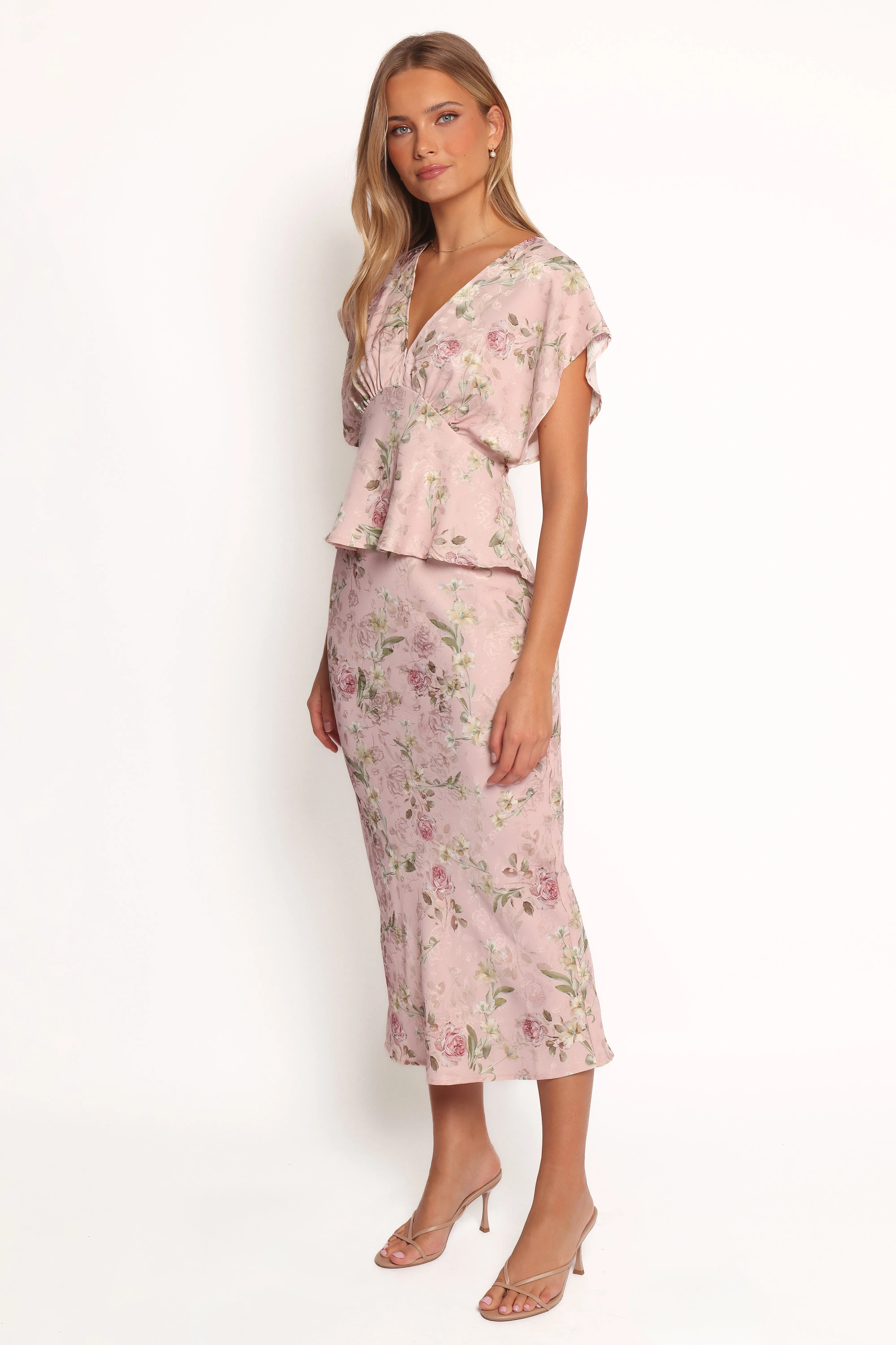 Kenna Satin Midi Skirt - Blush Rose sold by Petal & Pup product image thumbnail 4