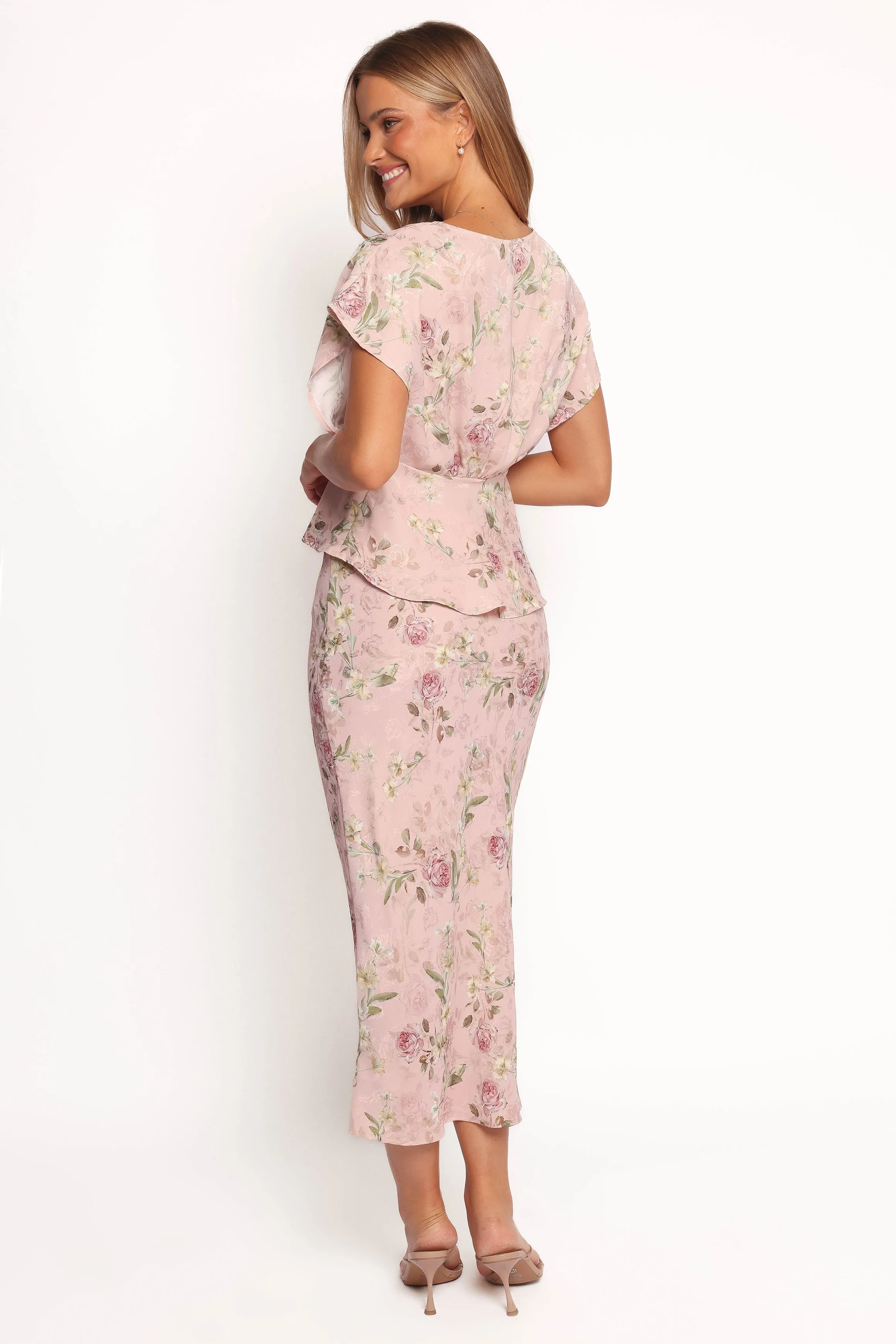 Kenna Satin Midi Skirt - Blush Rose sold by Petal & Pup product image thumbnail 5