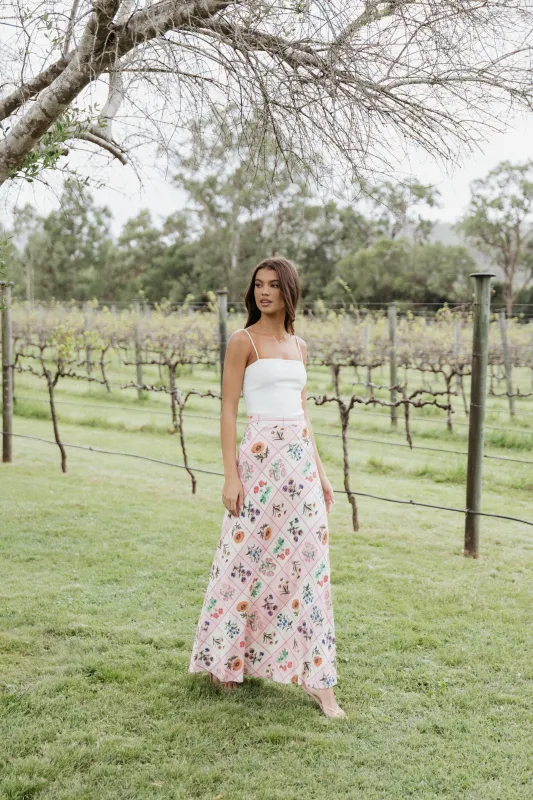 Brinley Maxi Skirt - Flora Tile sold by Petal & Pup