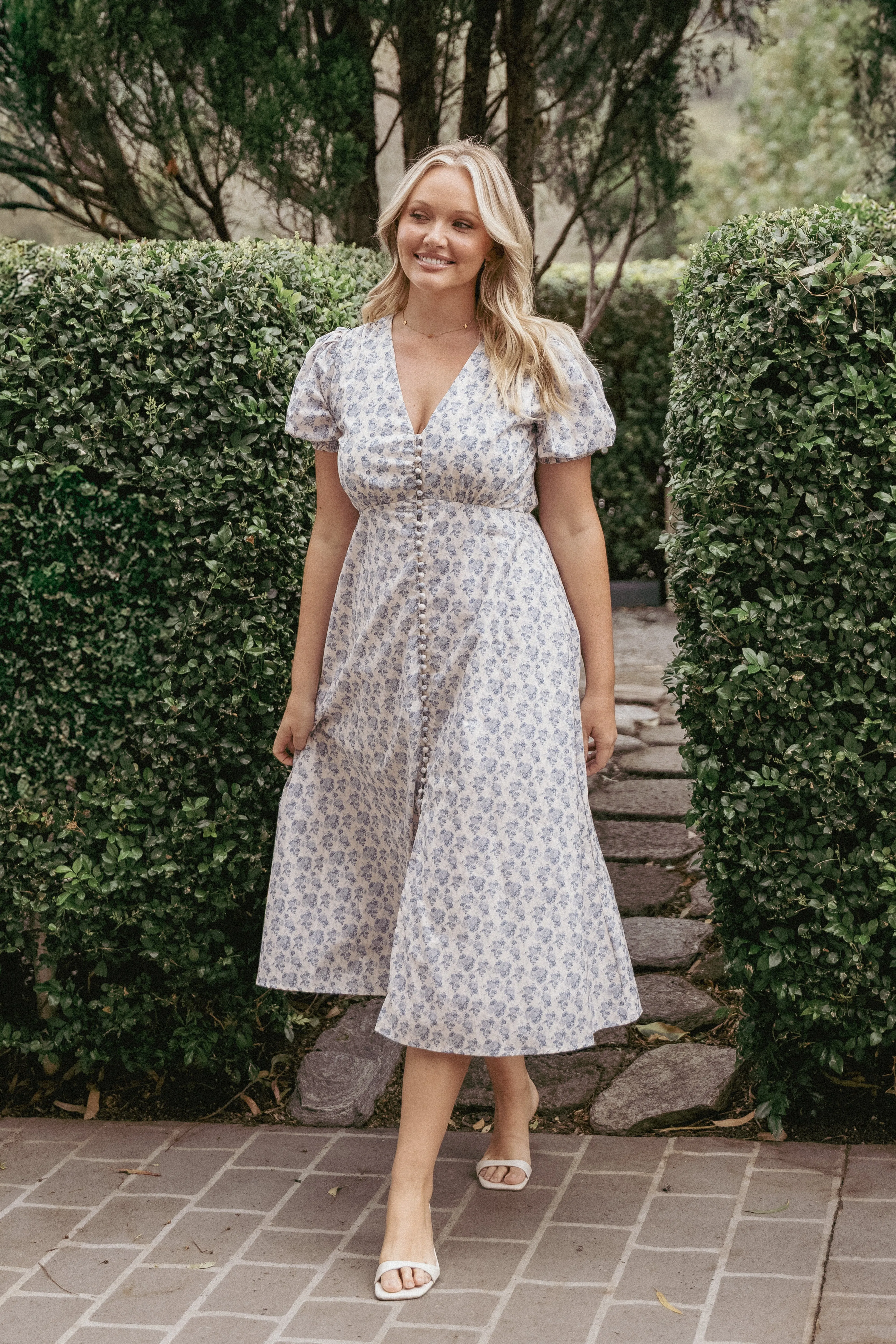 Logen Floral Midi Dress - Parisian Bloom sold by Petal & Pup