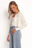 Aidy Crop Button Front Cardigan - White sold by Petal & Pup