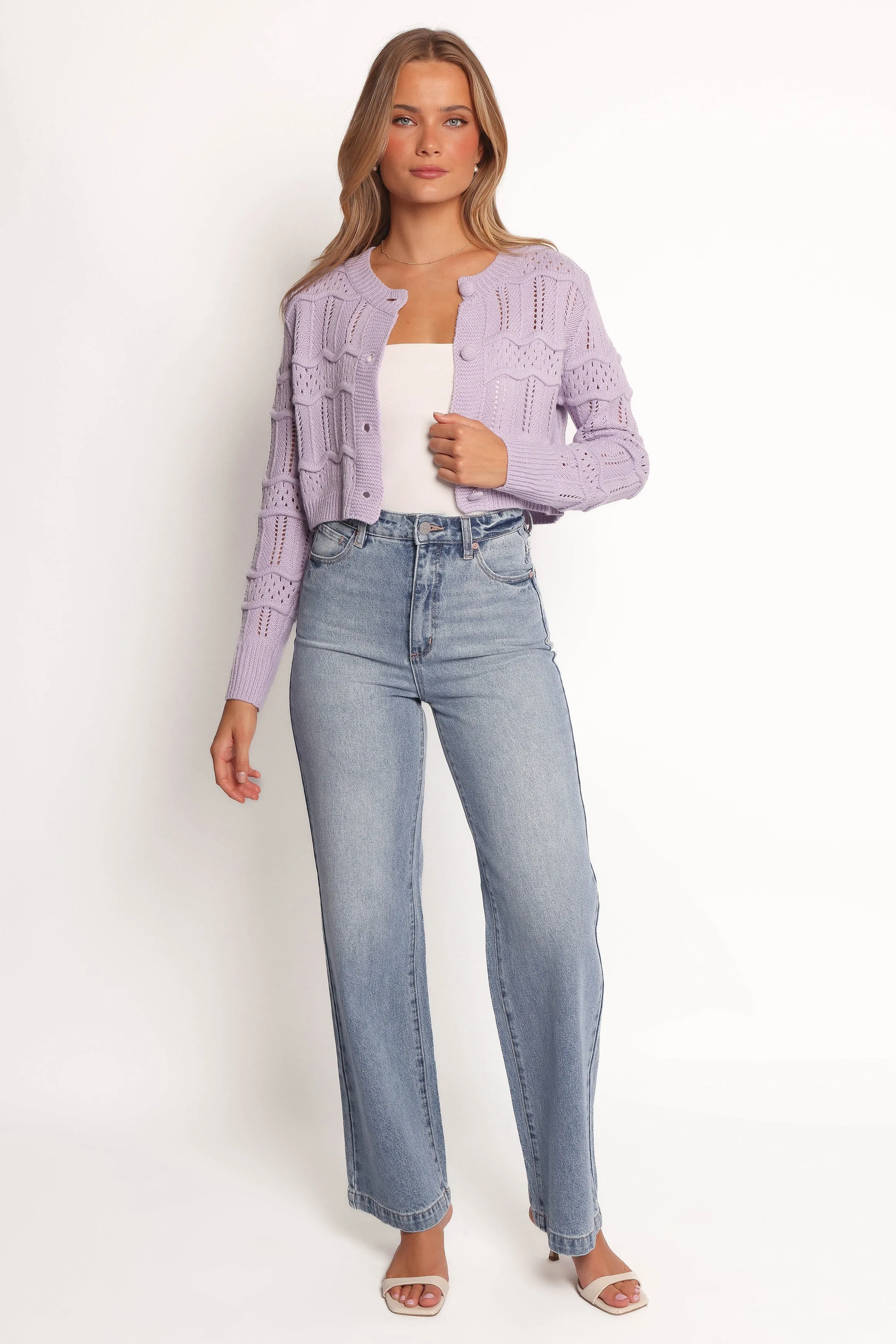 Aidy Crop Button Front Cardigan - Lilac sold by Petal & Pup product image thumbnail 3