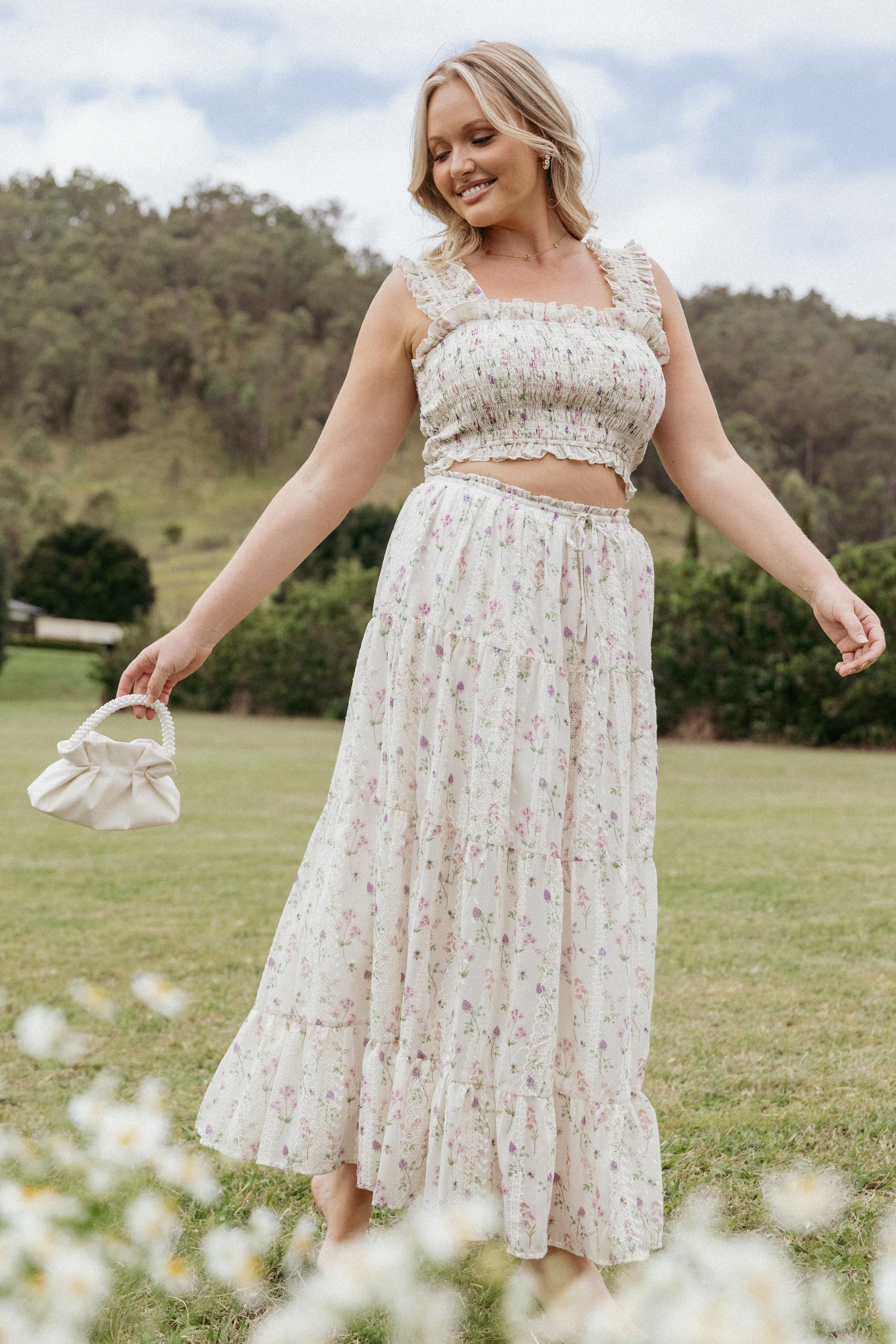 Amberlyn Maxi Skirt - Pink Floral sold by Petal & Pup