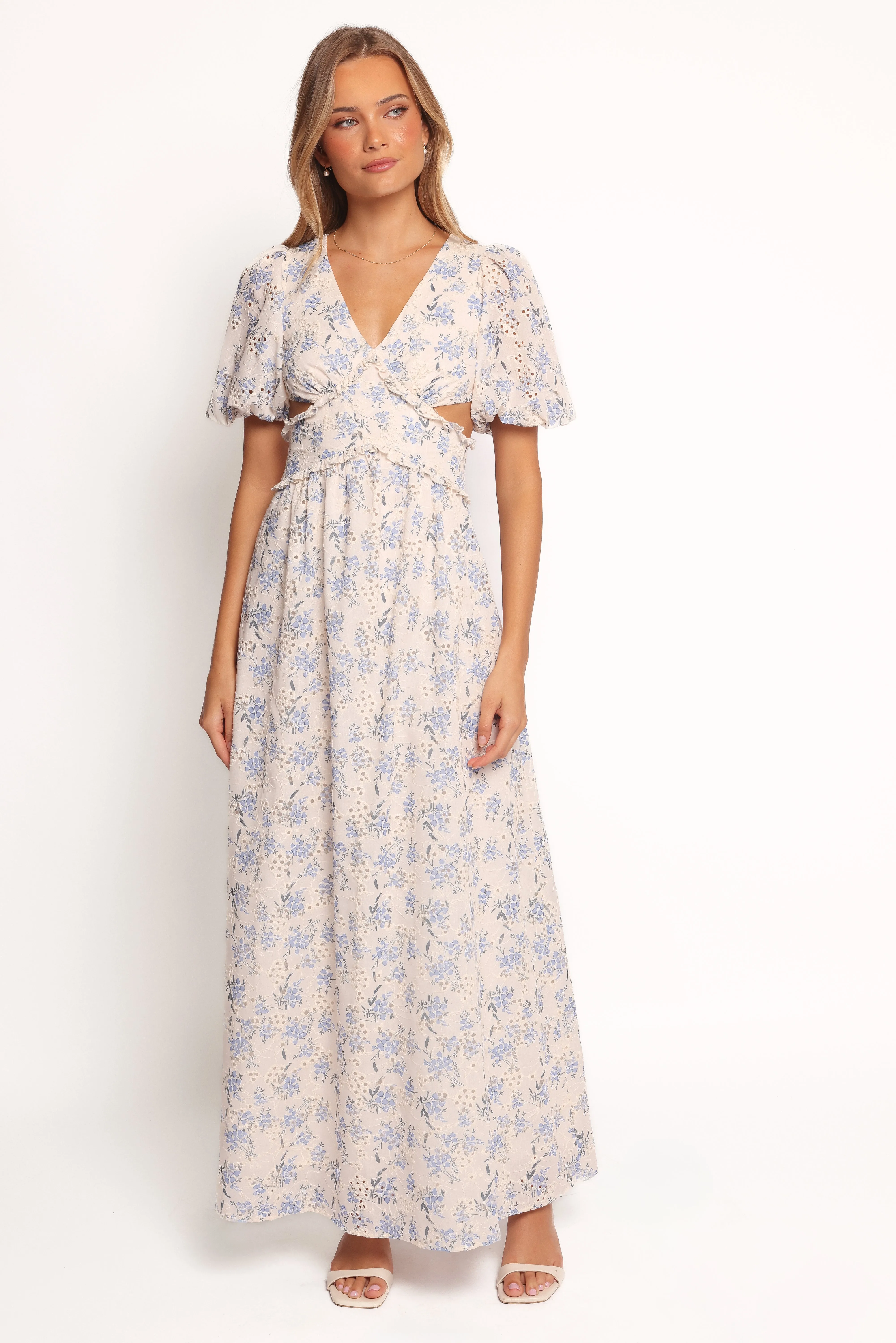 Jemima Puff Shoulder Maxi Dress - Blue Floral sold by Petal & Pup product image thumbnail 2