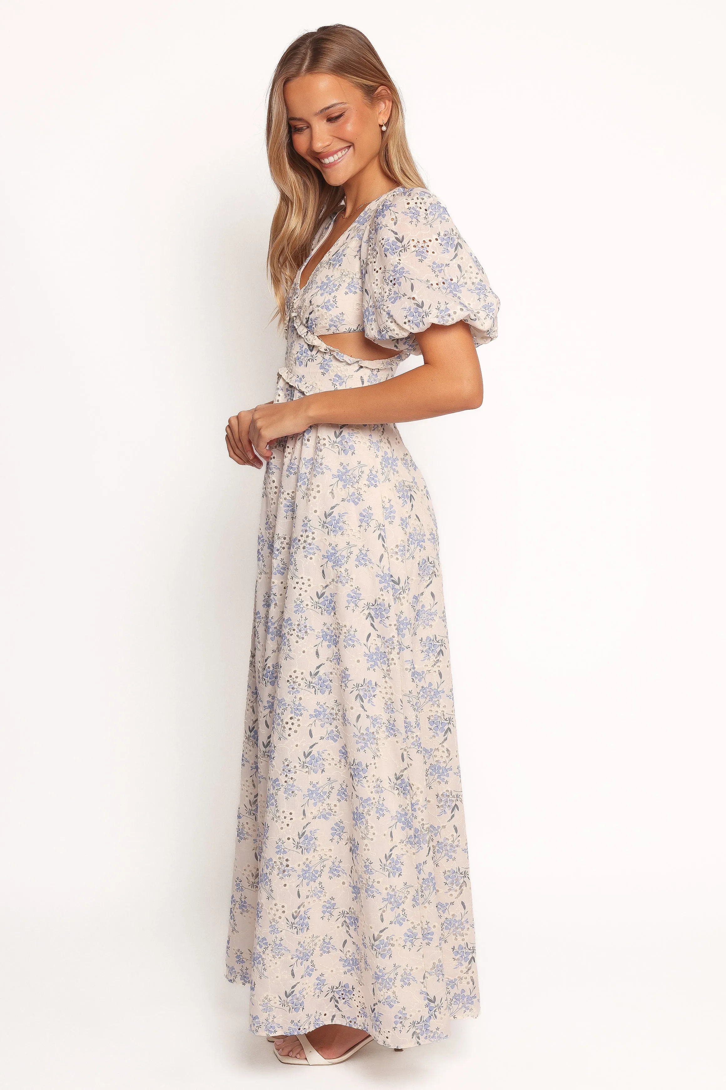 Jemima Puff Shoulder Maxi Dress - Blue Floral sold by Petal & Pup product image thumbnail 4