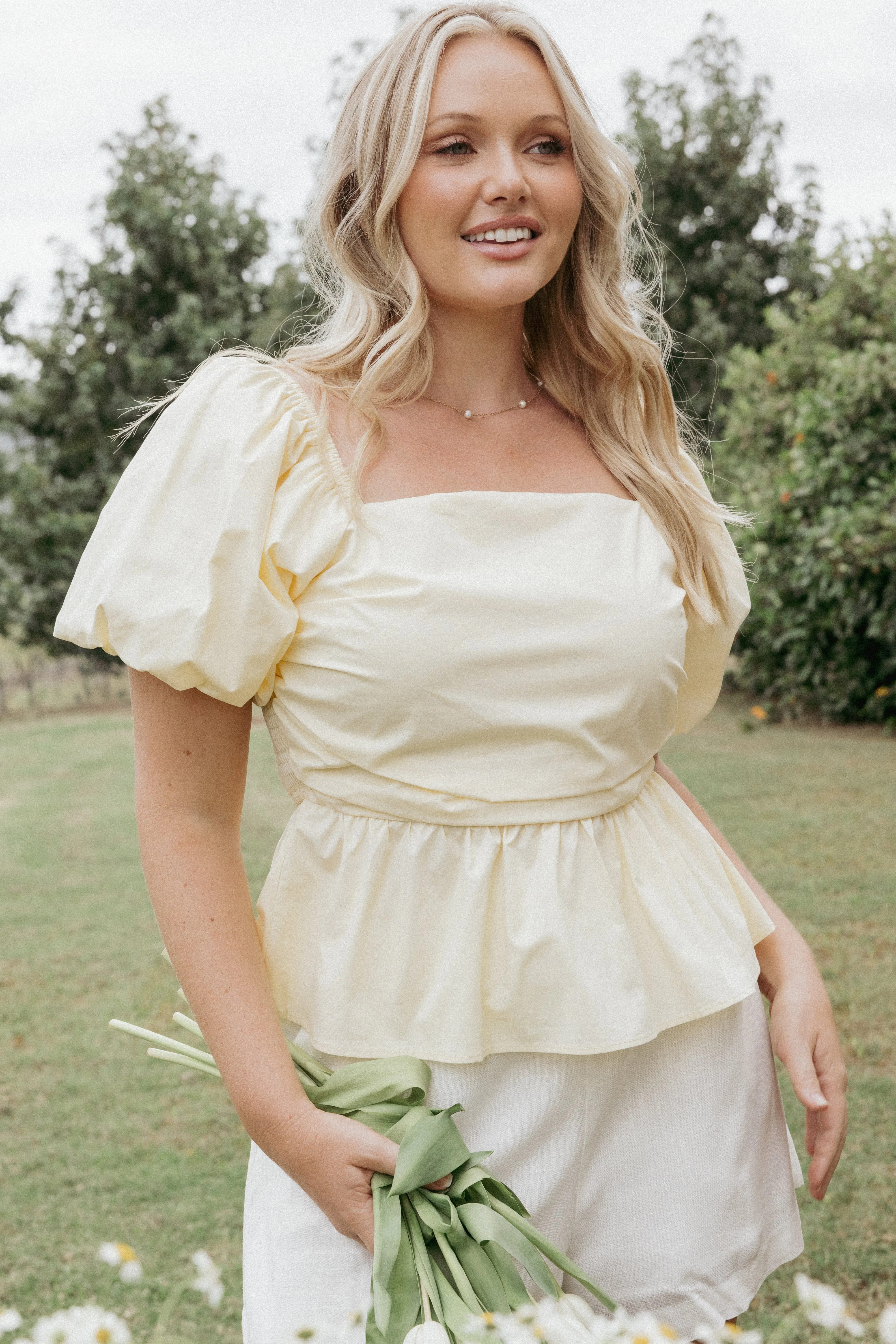 Clo Puff Sleeve Top - Butter Yellow sold by Petal & Pup