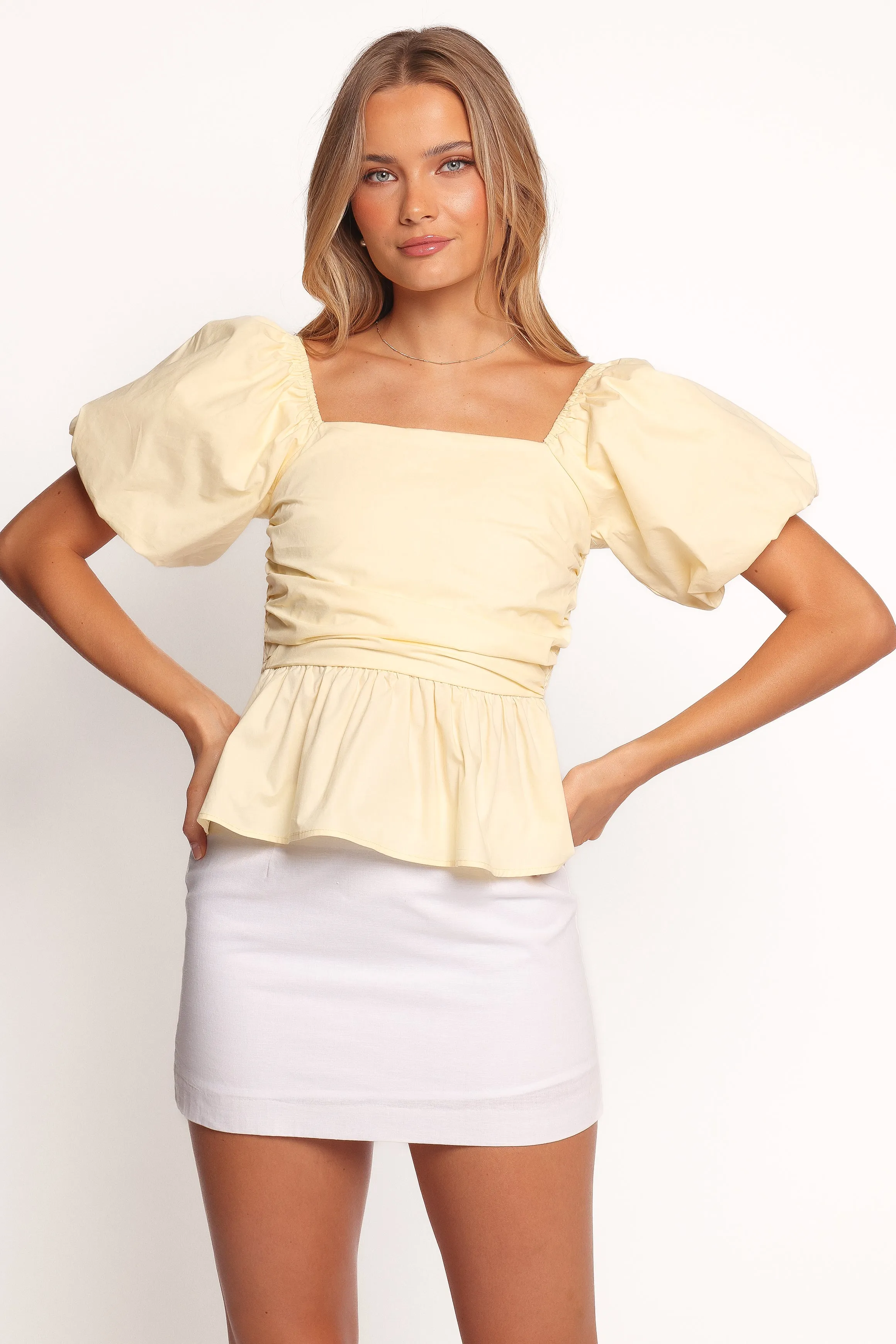 Clo Puff Sleeve Top - Butter Yellow sold by Petal & Pup product image thumbnail 2