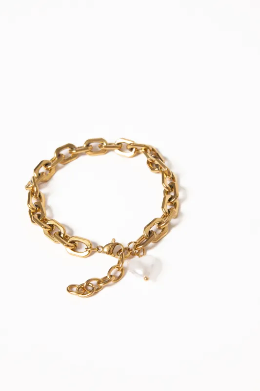 Kaelani Bracelet - Gold/Pearl sold by Petal & Pup