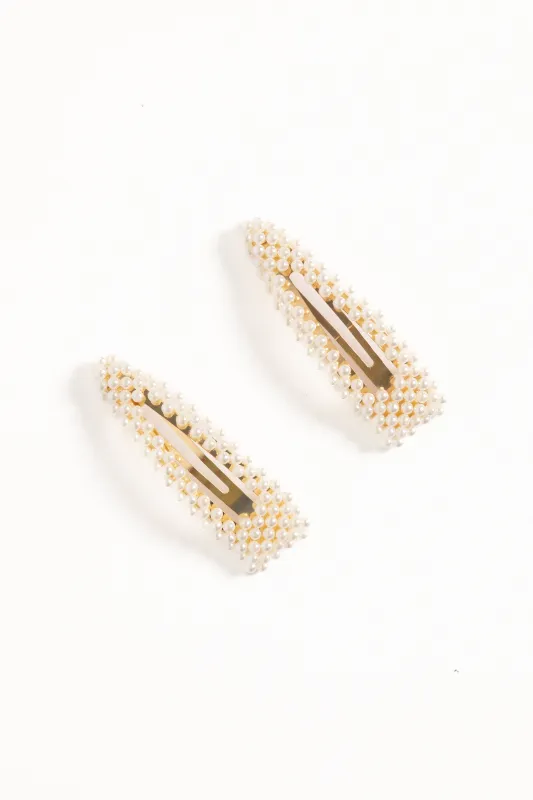 Carmen Hair Clip Set - Pearl made by Petal & Pup
