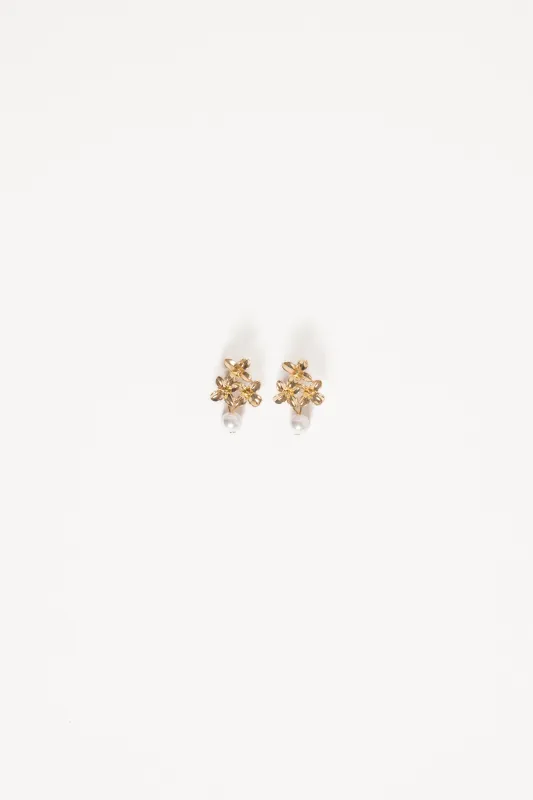 Amani Earrings - Gold/Pearl sold by Petal & Pup