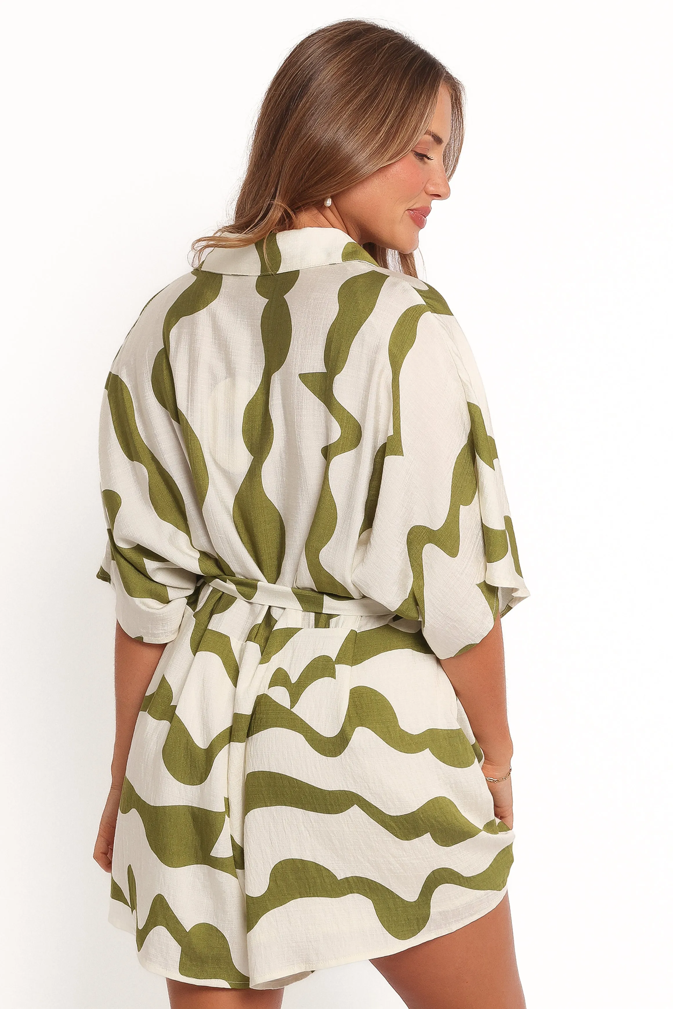 Sheily Tie Waist Romper - Green sold by Petal & Pup product image thumbnail 4