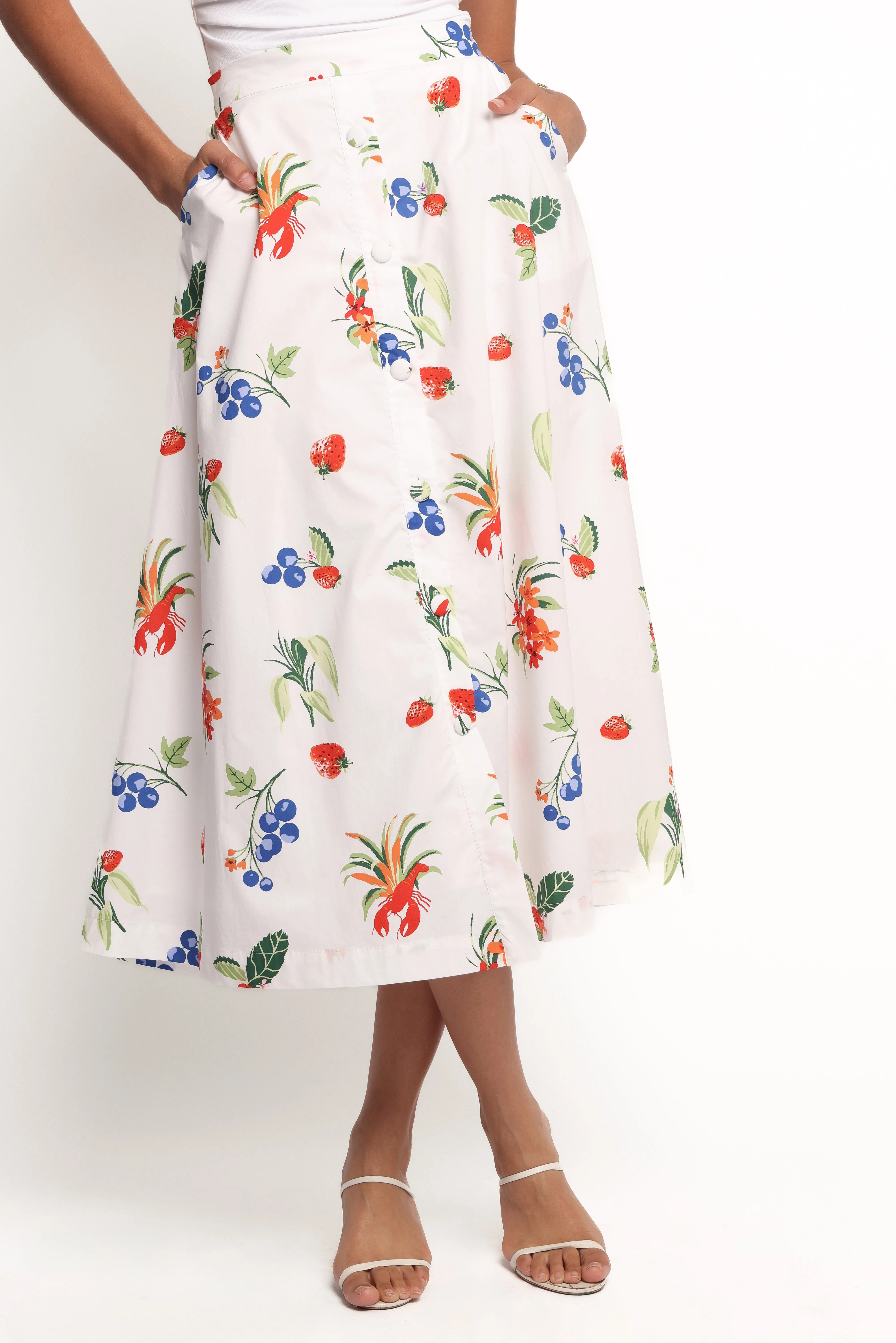 Geneva Midi Skirt - Off White Red sold by Petal & Pup product image thumbnail 2