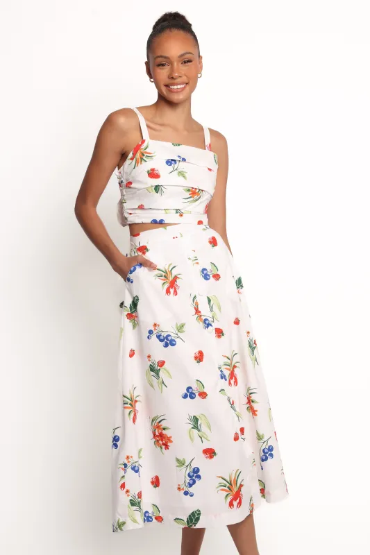 Geneva Midi Skirt - Off White Red sold by Petal & Pup