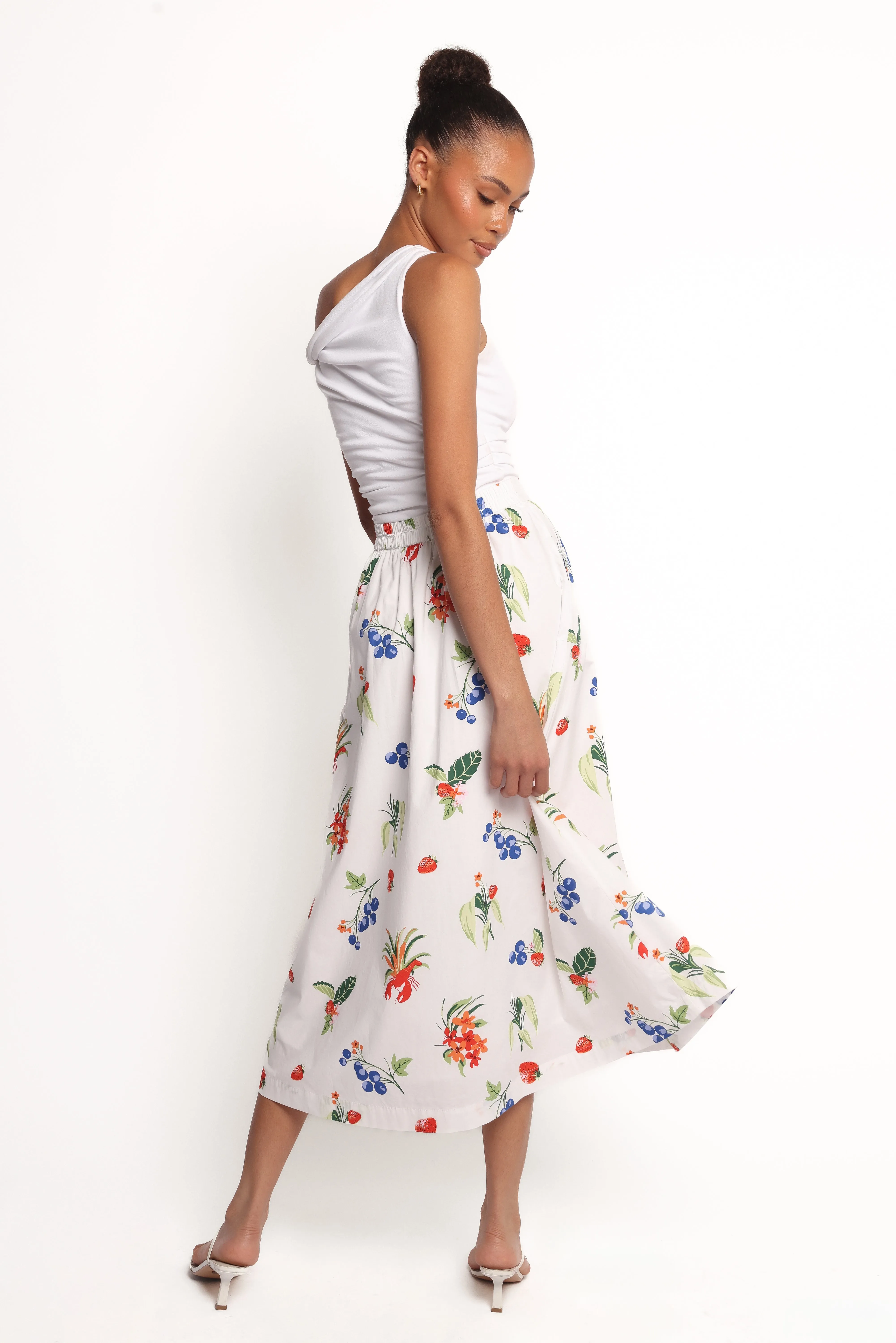 Geneva Midi Skirt - Off White Red sold by Petal & Pup product image thumbnail 4