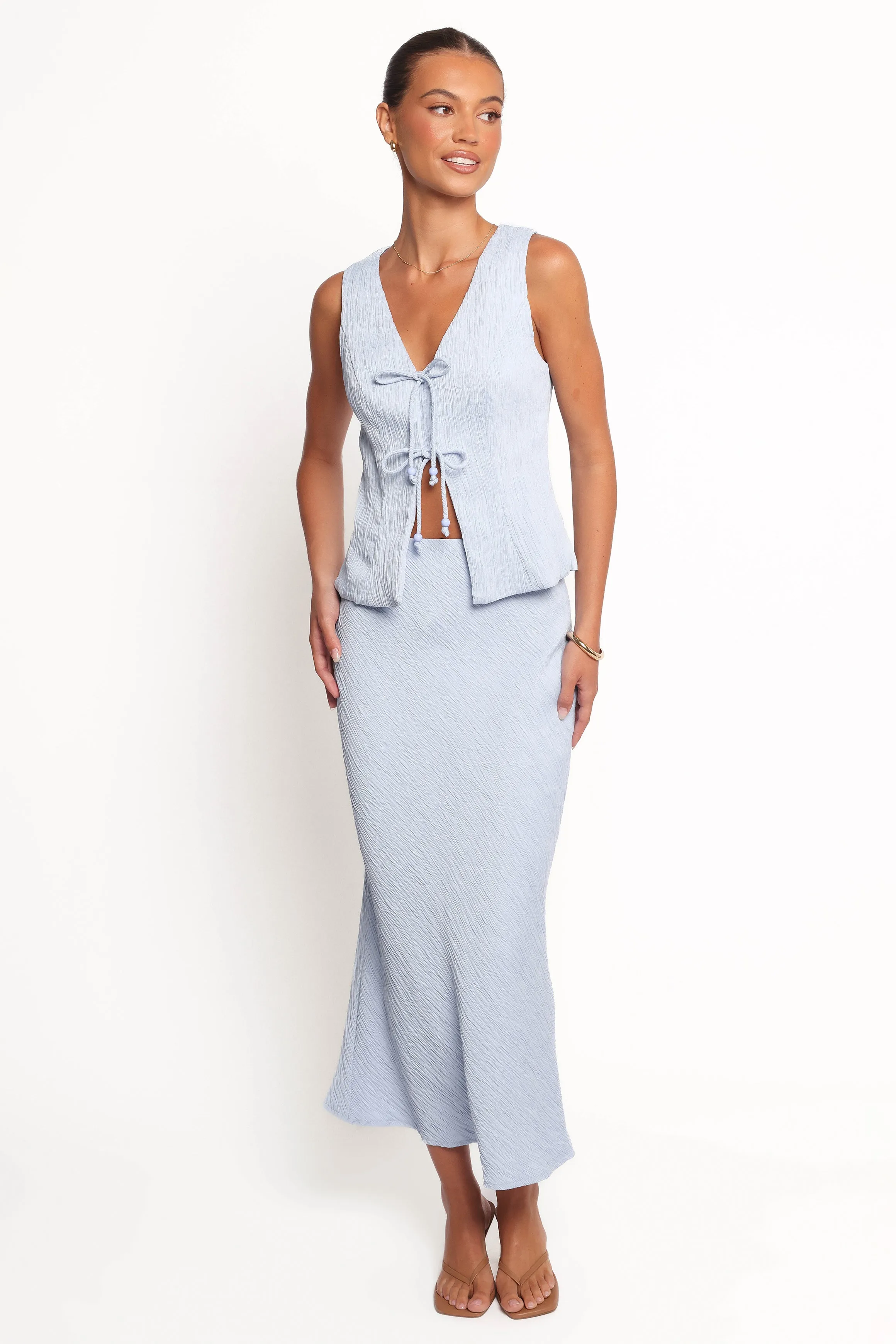 Ysolde Bow Detail Skirt Set - Light Blue sold by Petal & Pup