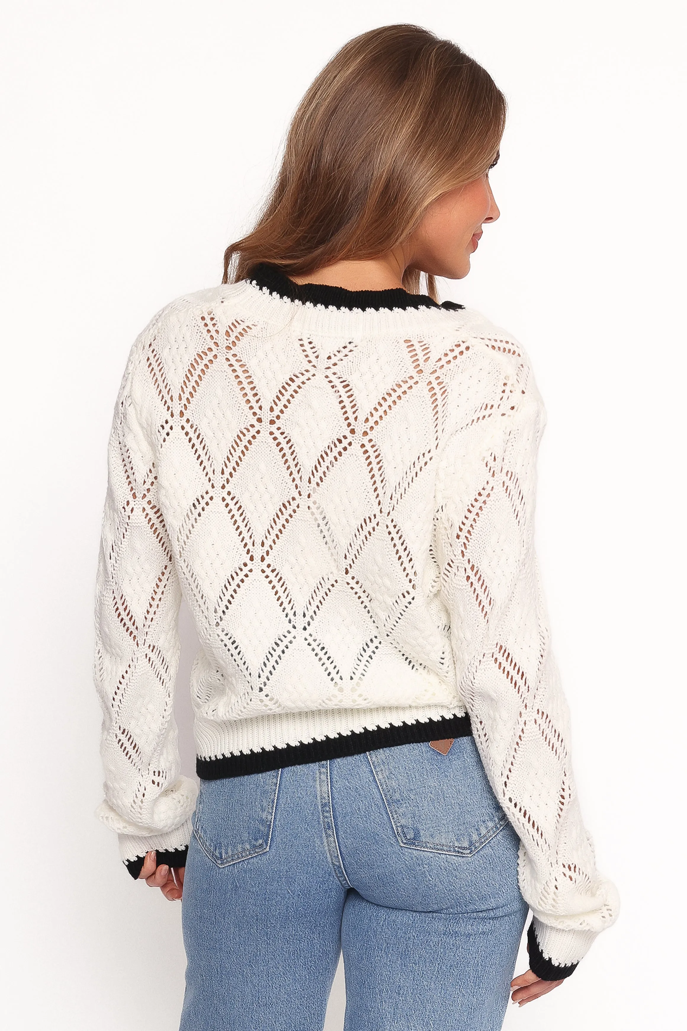 Lainy Bow Tie Font Cardigan - Cream sold by Petal & Pup product image thumbnail 4