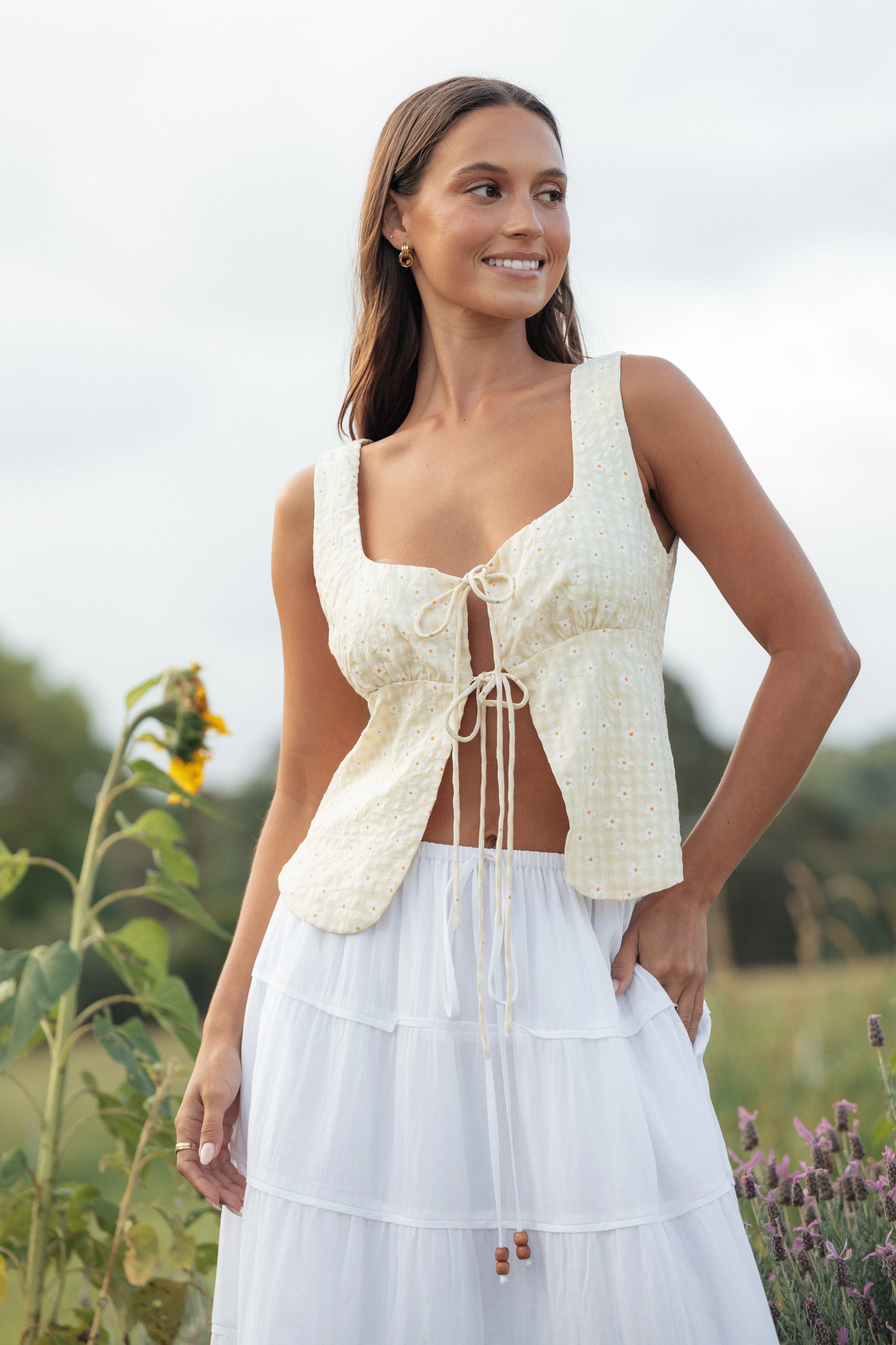 Capra Top - Yellow Gingham sold by Petal & Pup