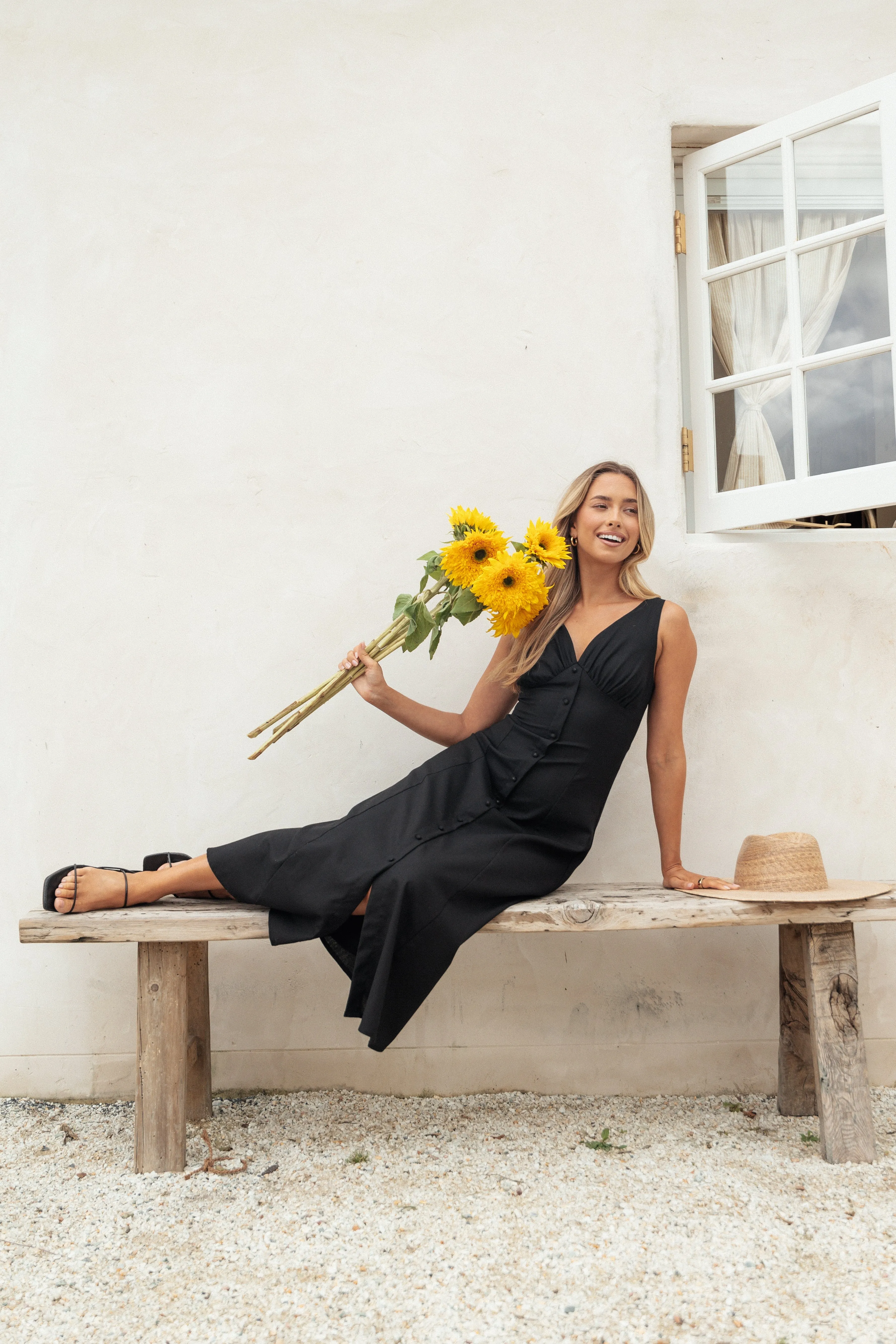 Barbara Midi Button Down Dress - Black sold by Petal & Pup product image thumbnail 2