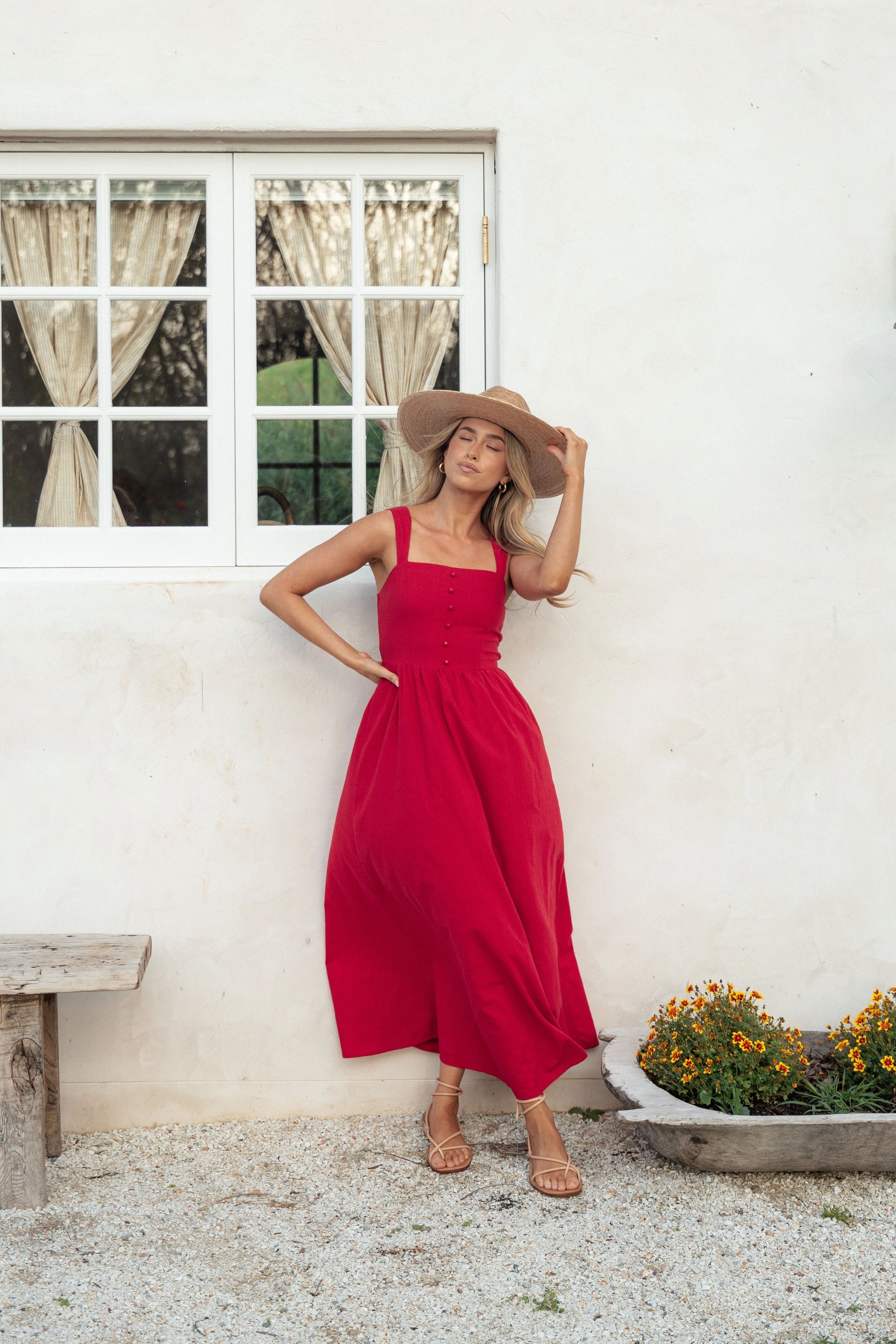 Caty Maxi Dress - Red sold by Petal & Pup