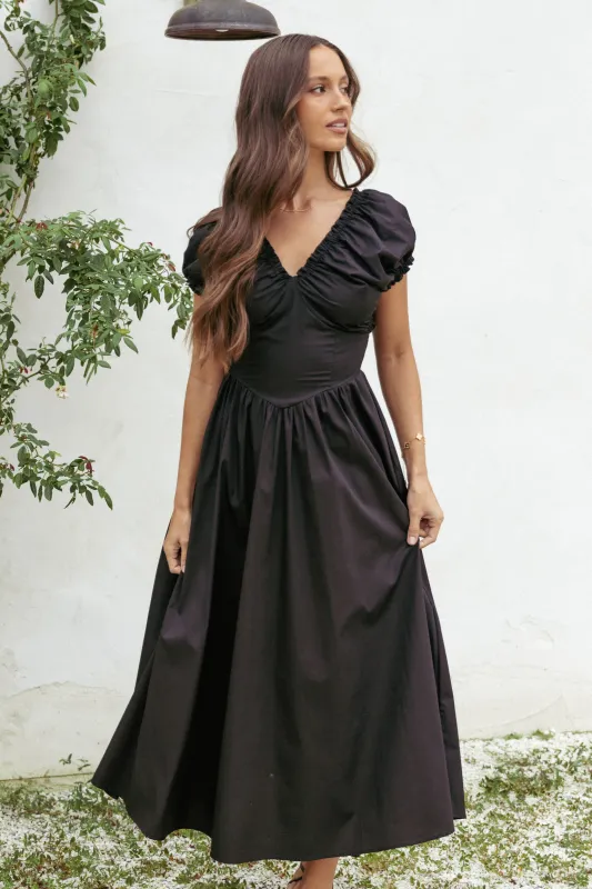 Larson Midi Dress - Black sold by Petal & Pup
