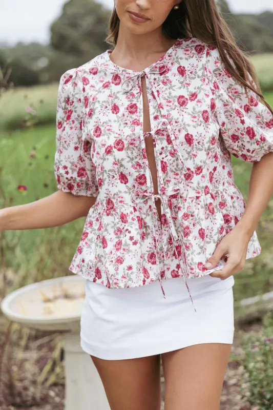 Tyra Top - Red Floral made by Petal & Pup