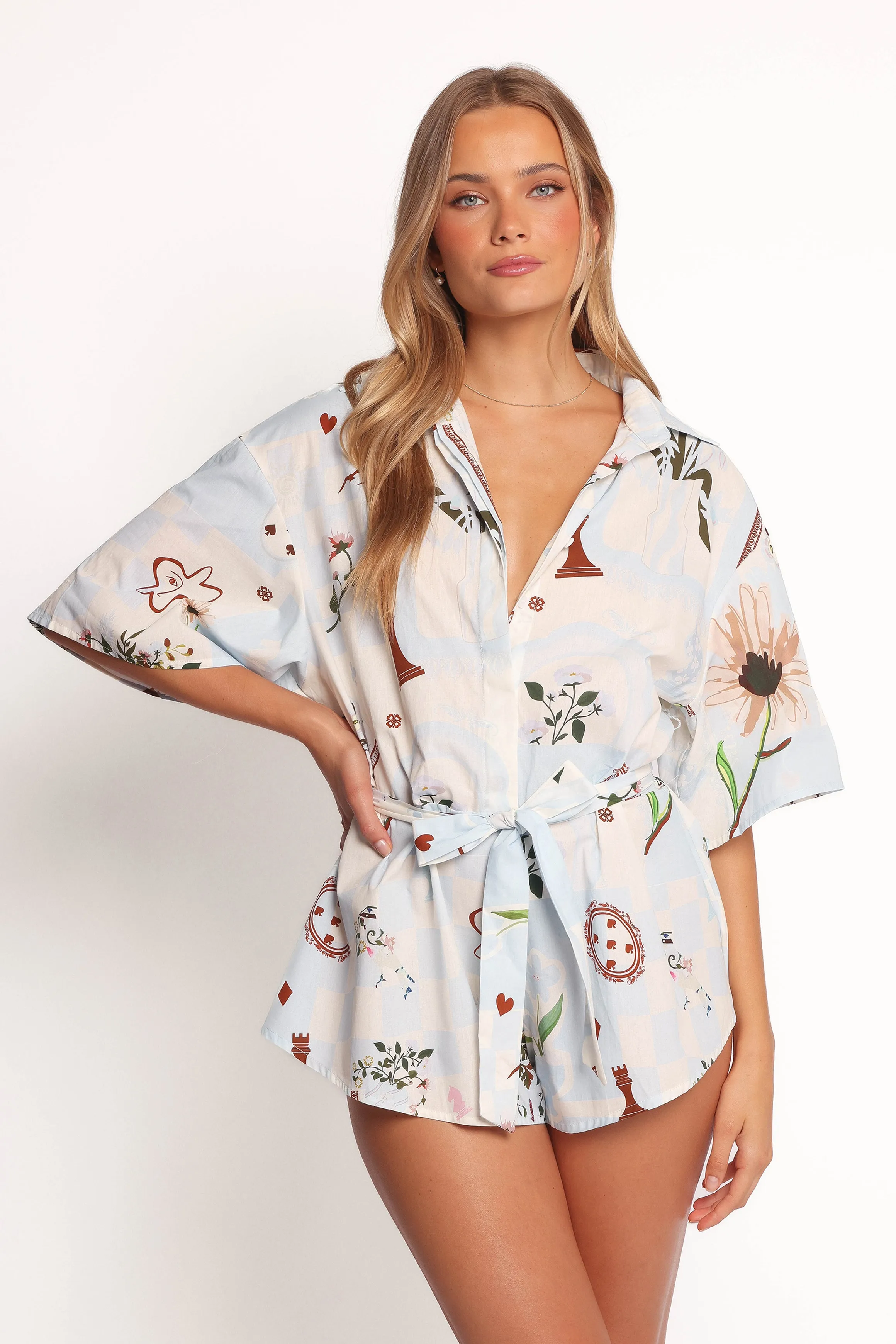 Luisa Romper - Blue Floral sold by Petal & Pup