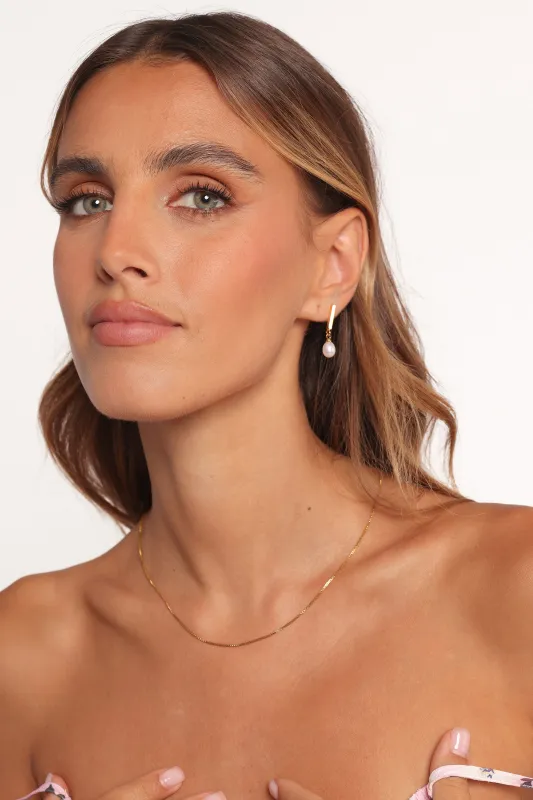Calista Earrings - Gold/Pearl sold by Petal & Pup