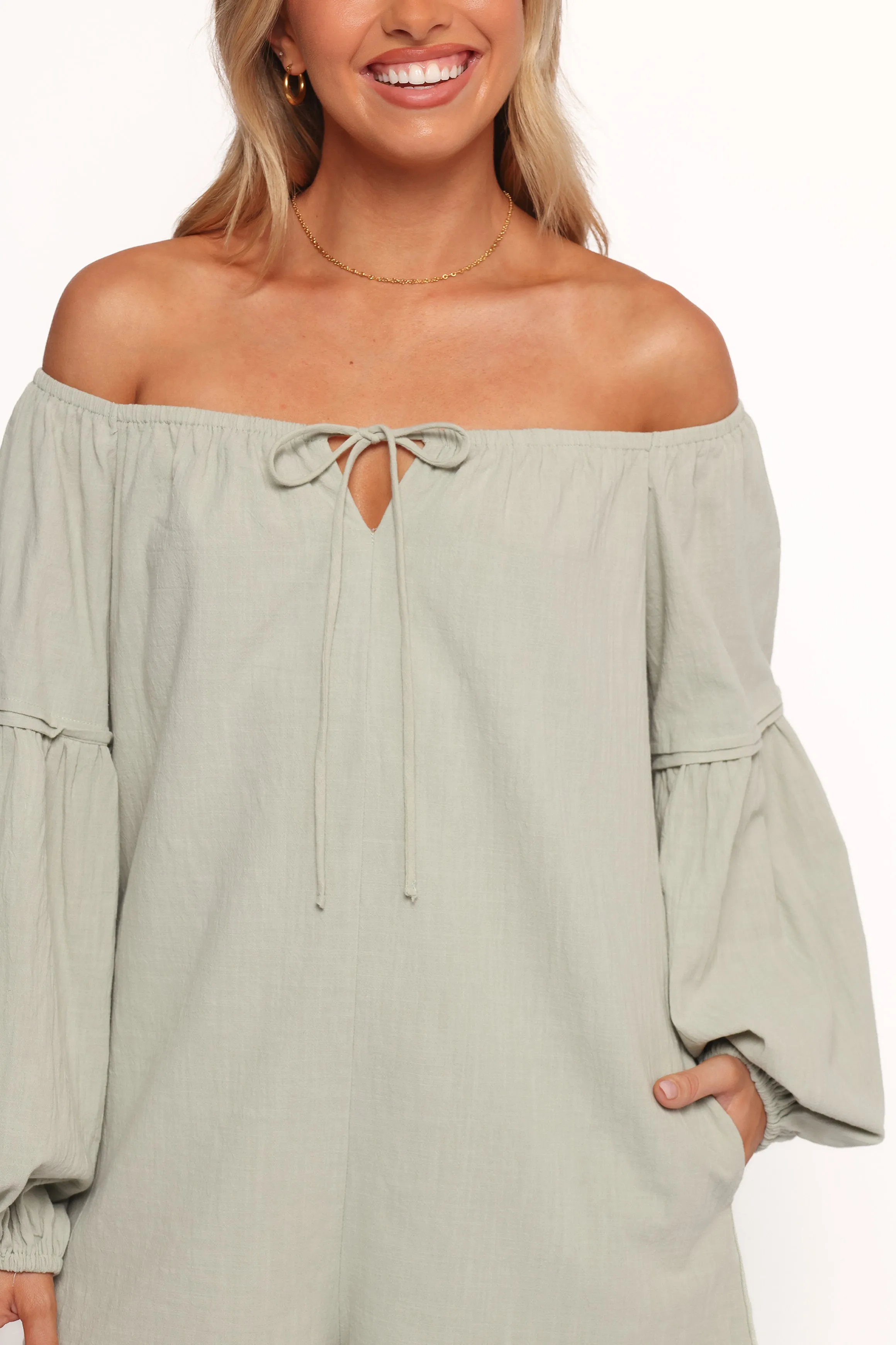 Anette Long Sleeve Romper - Sage sold by Petal & Pup product image thumbnail 4