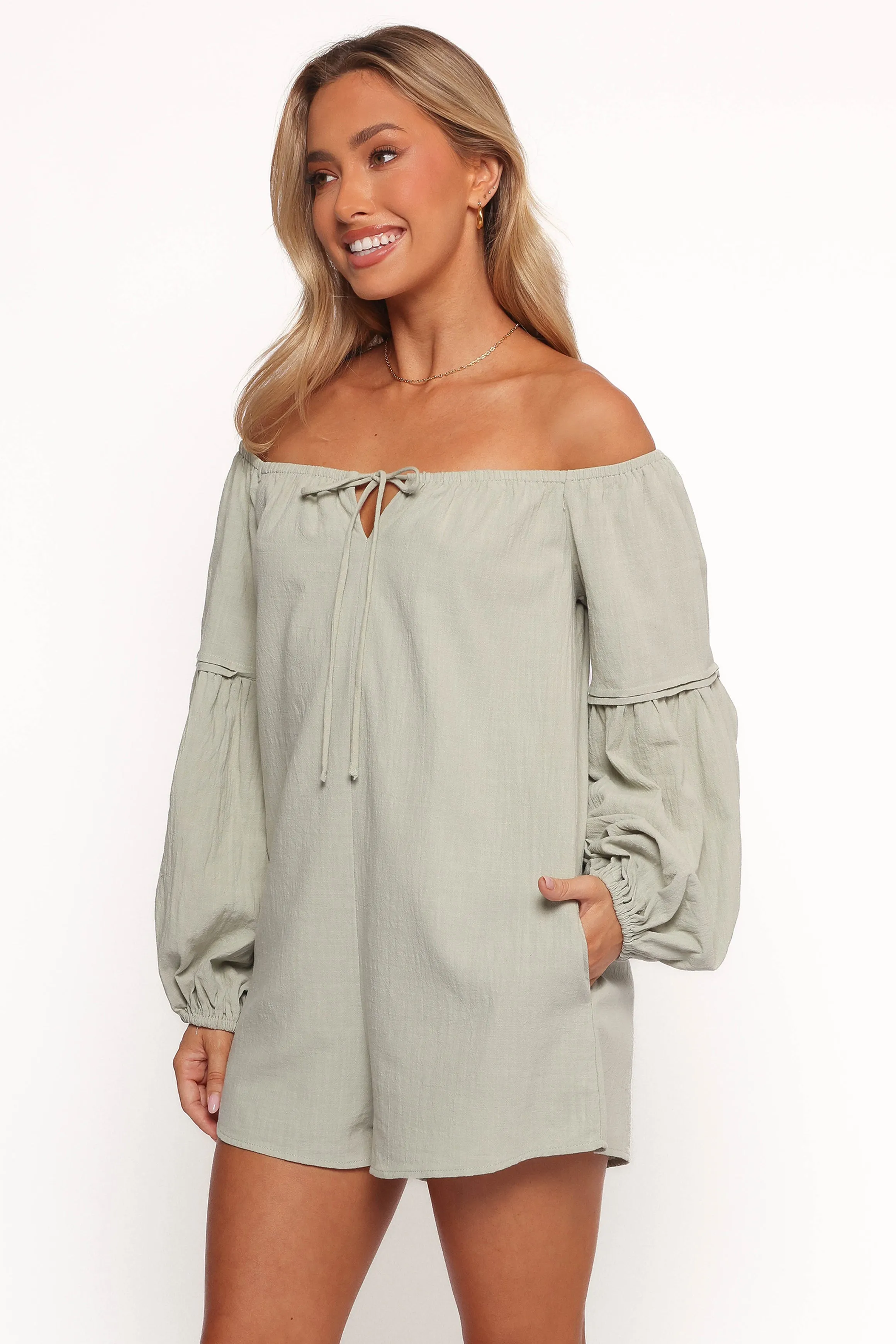 Anette Long Sleeve Romper - Sage sold by Petal & Pup product image thumbnail 2