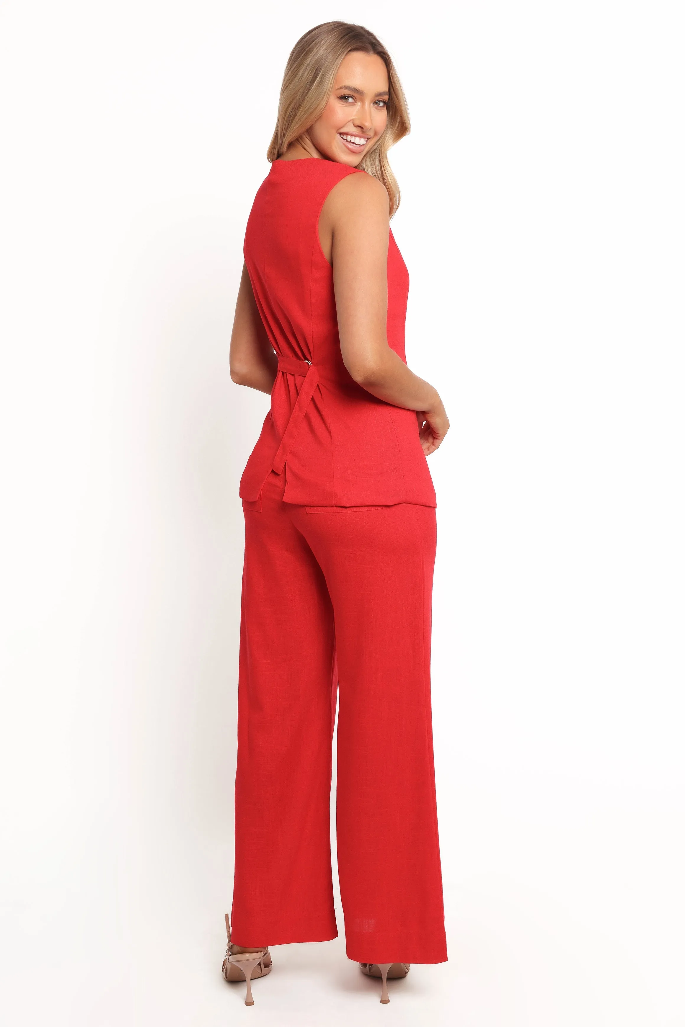 Amia Linen Blend Pants - Red sold by Petal & Pup product image thumbnail 4