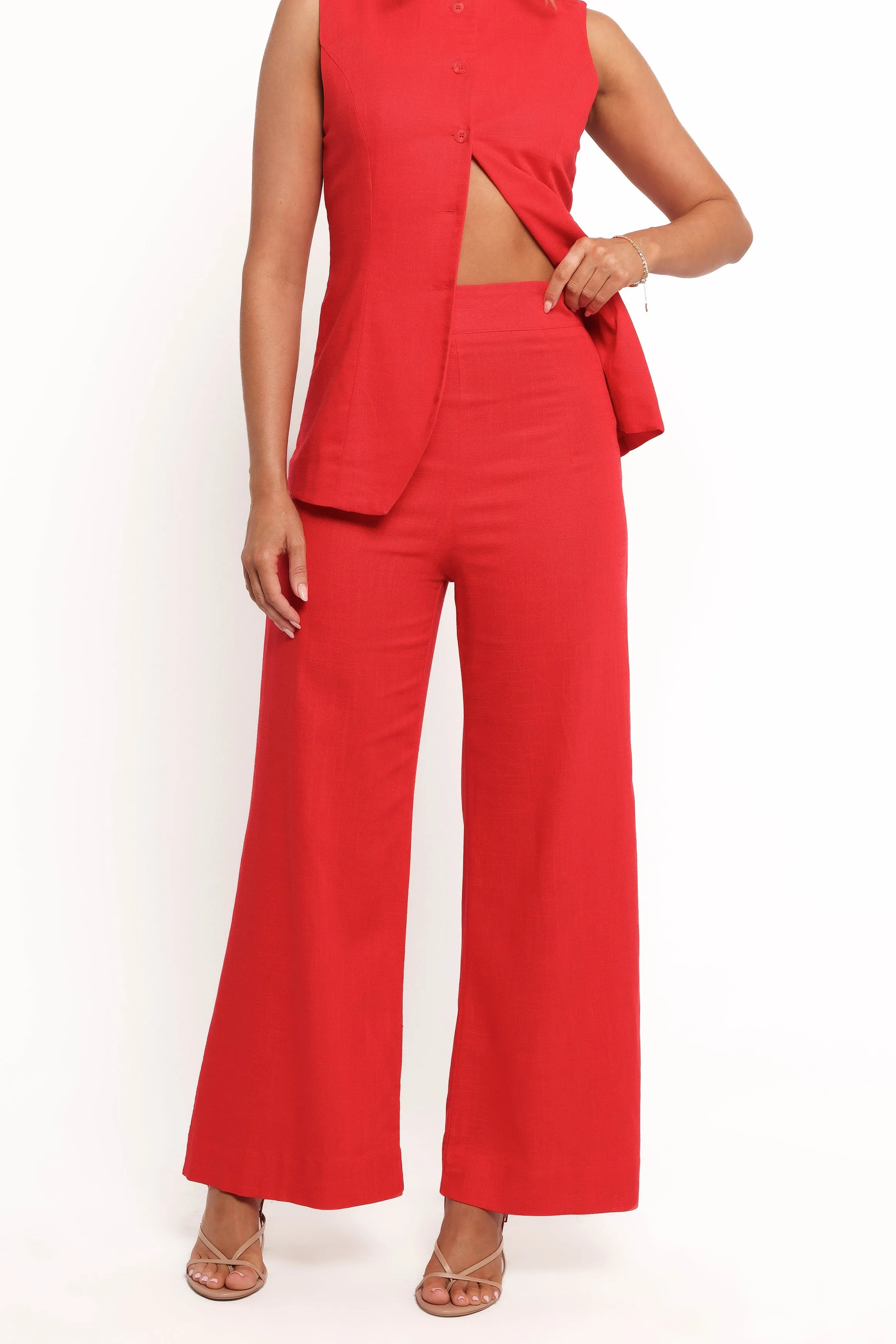 Amia Linen Blend Pants - Red sold by Petal & Pup product image thumbnail 2