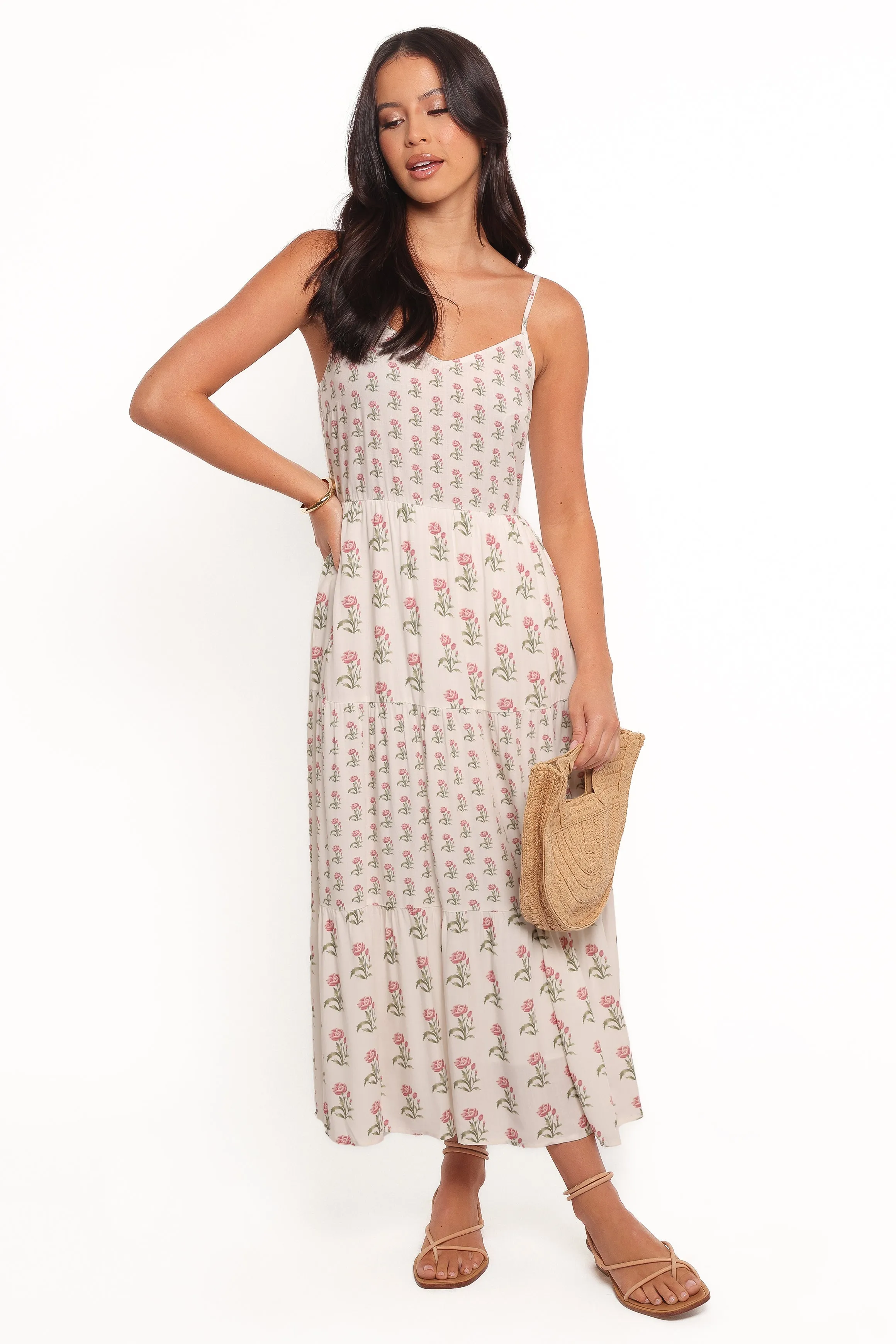 Echo Midi Dress - White/Pink sold by Petal & Pup