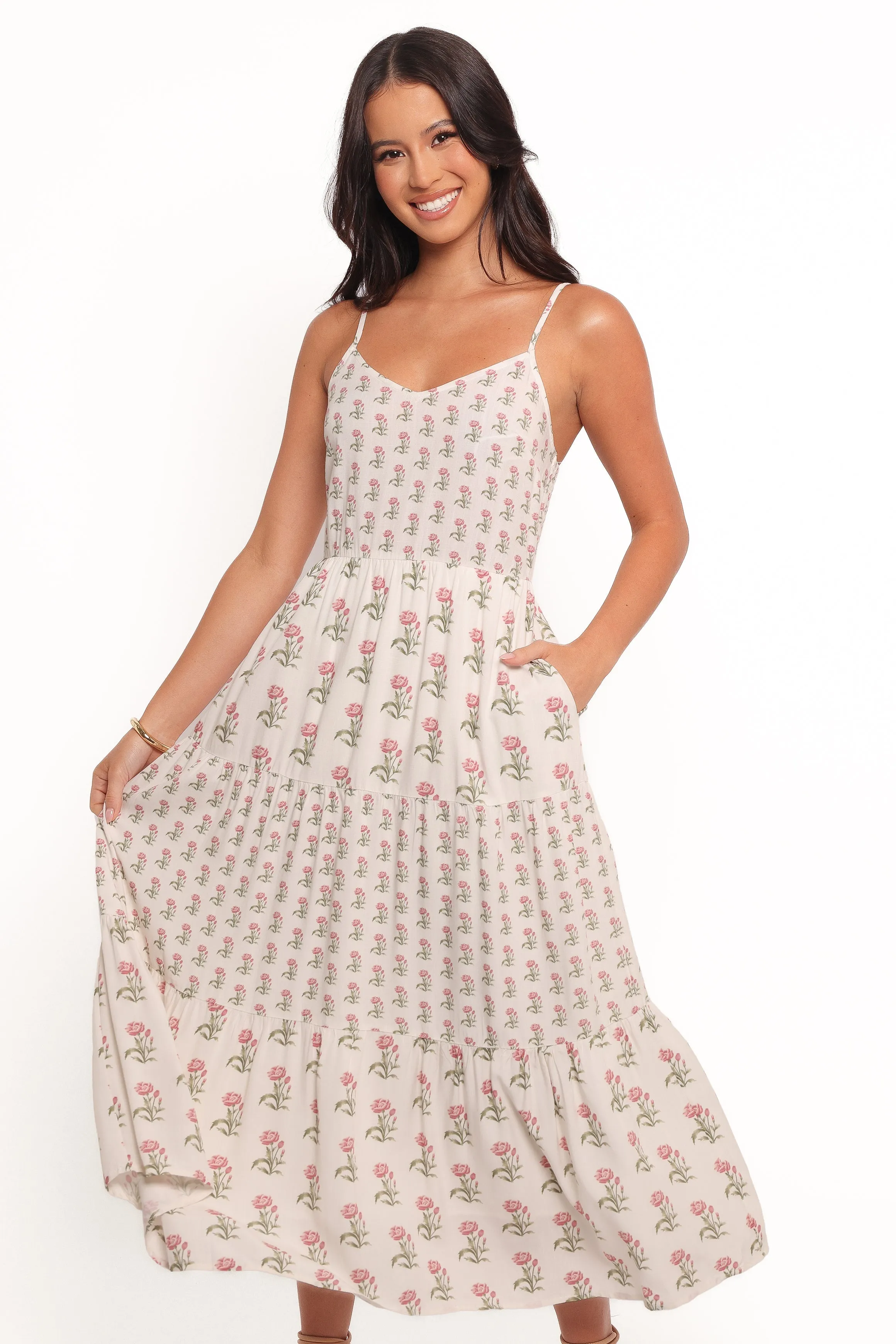 Echo Midi Dress - White/Pink sold by Petal & Pup product image thumbnail 2